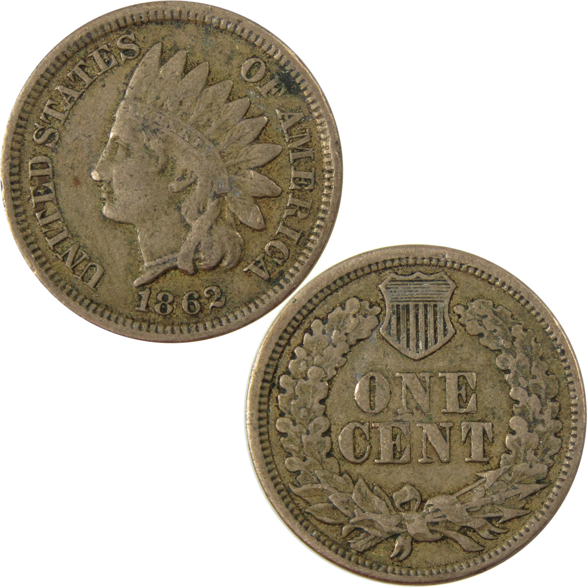 1862 Indian Head Cent VF Very Fine Penny 1c Coin SKU:CP1228