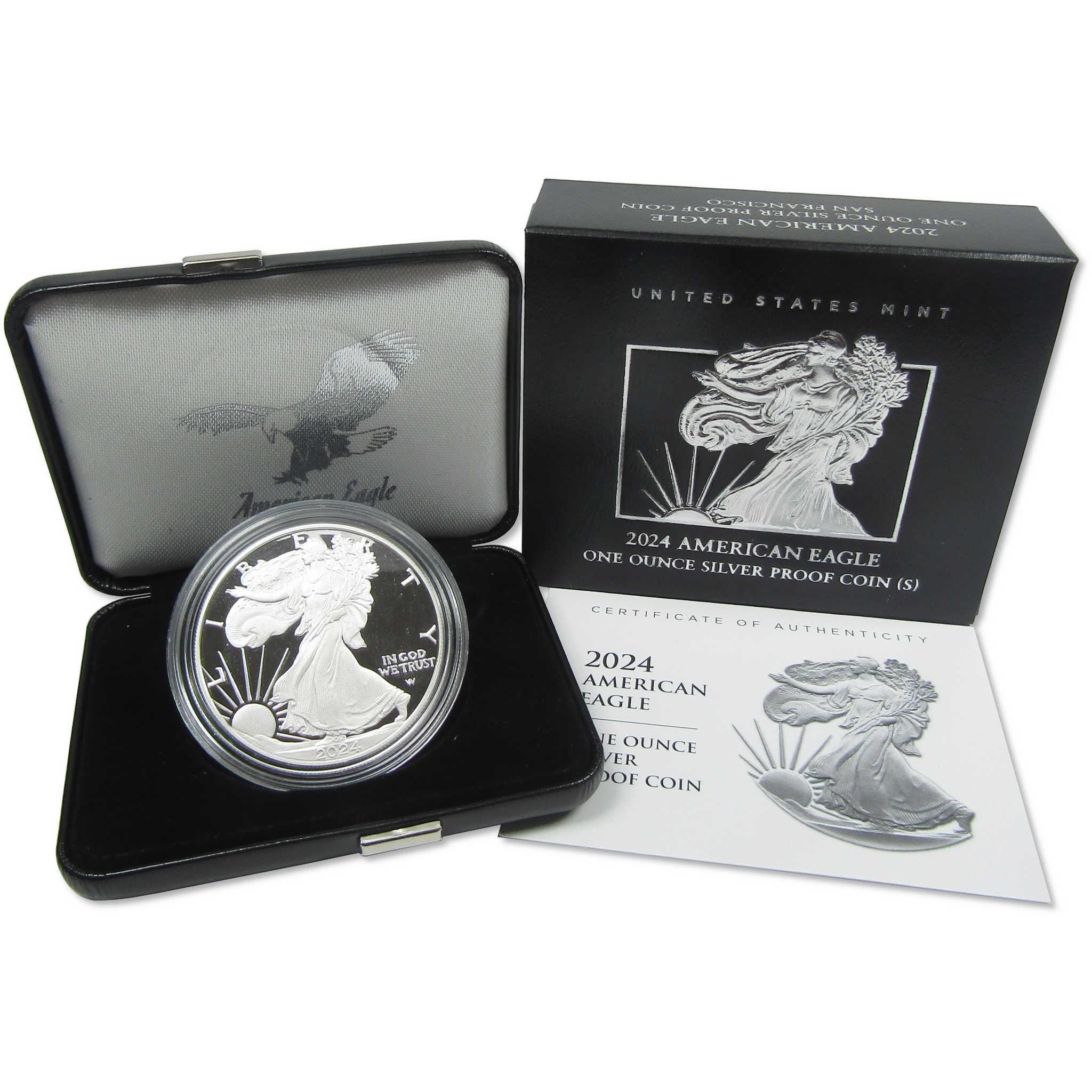 2024 S American Silver Eagle Choice Proof Bullion $1 Coin OGP COA