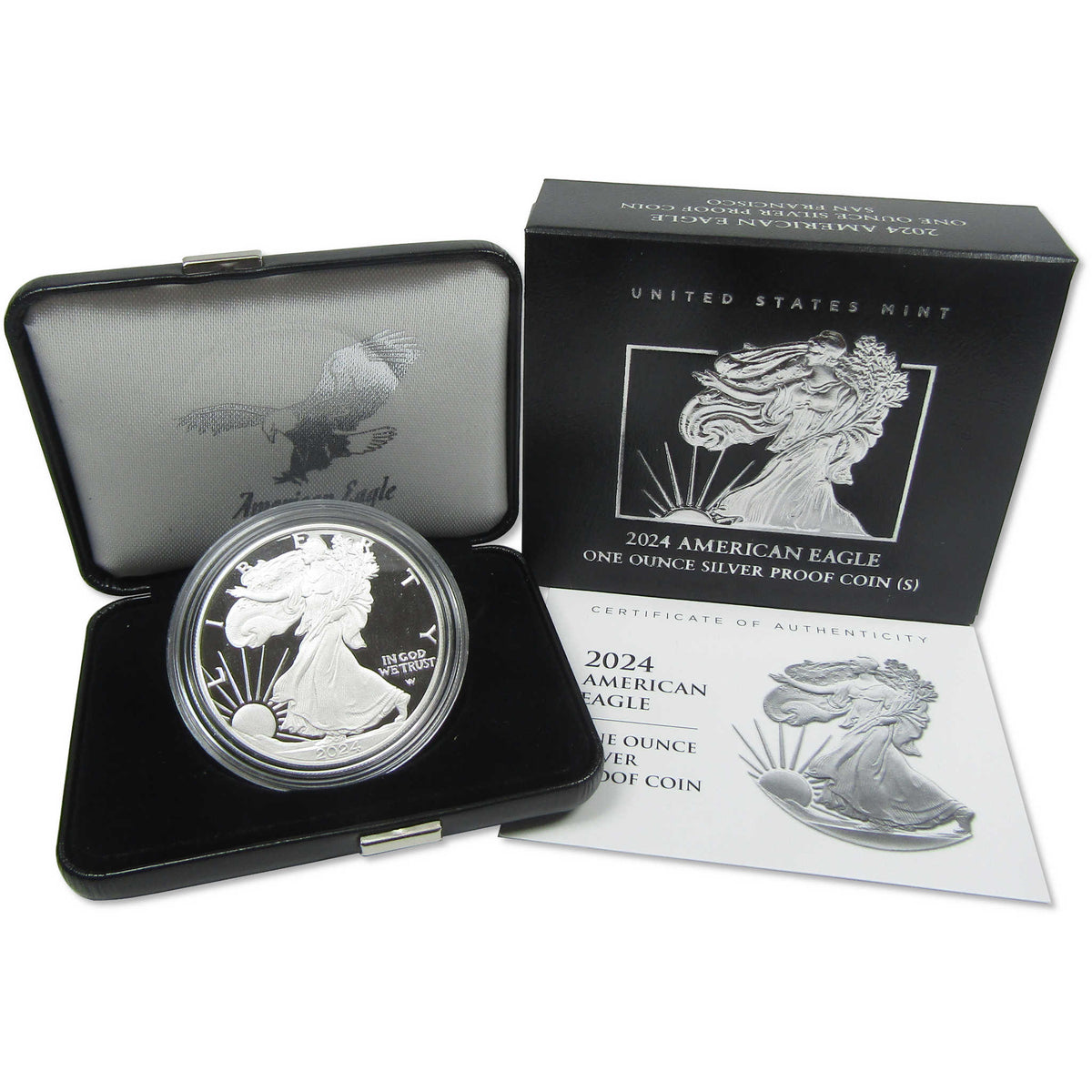 2024 S American Silver Eagle Proof $1 Coin Collectible OGP COA