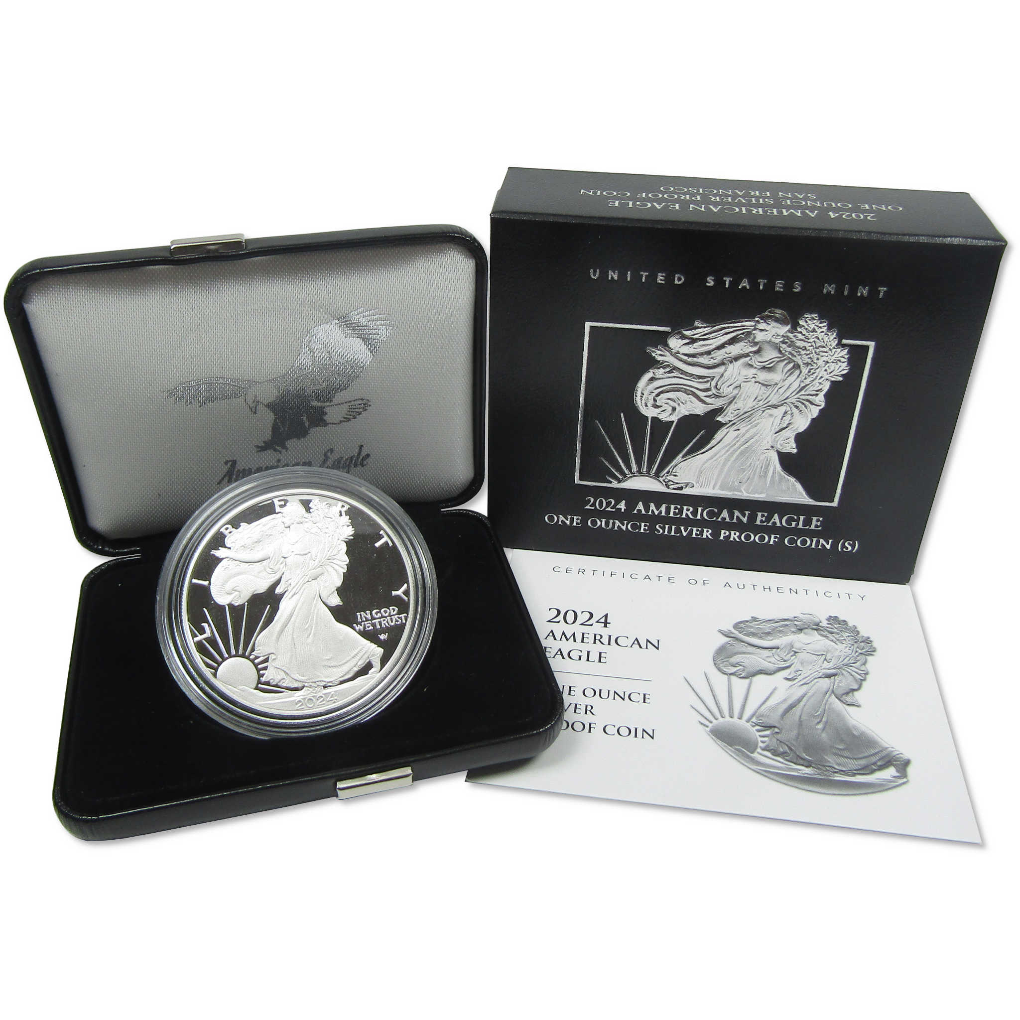 2024 S American Silver Eagle Choice Proof Bullion $1 Coin OGP COA