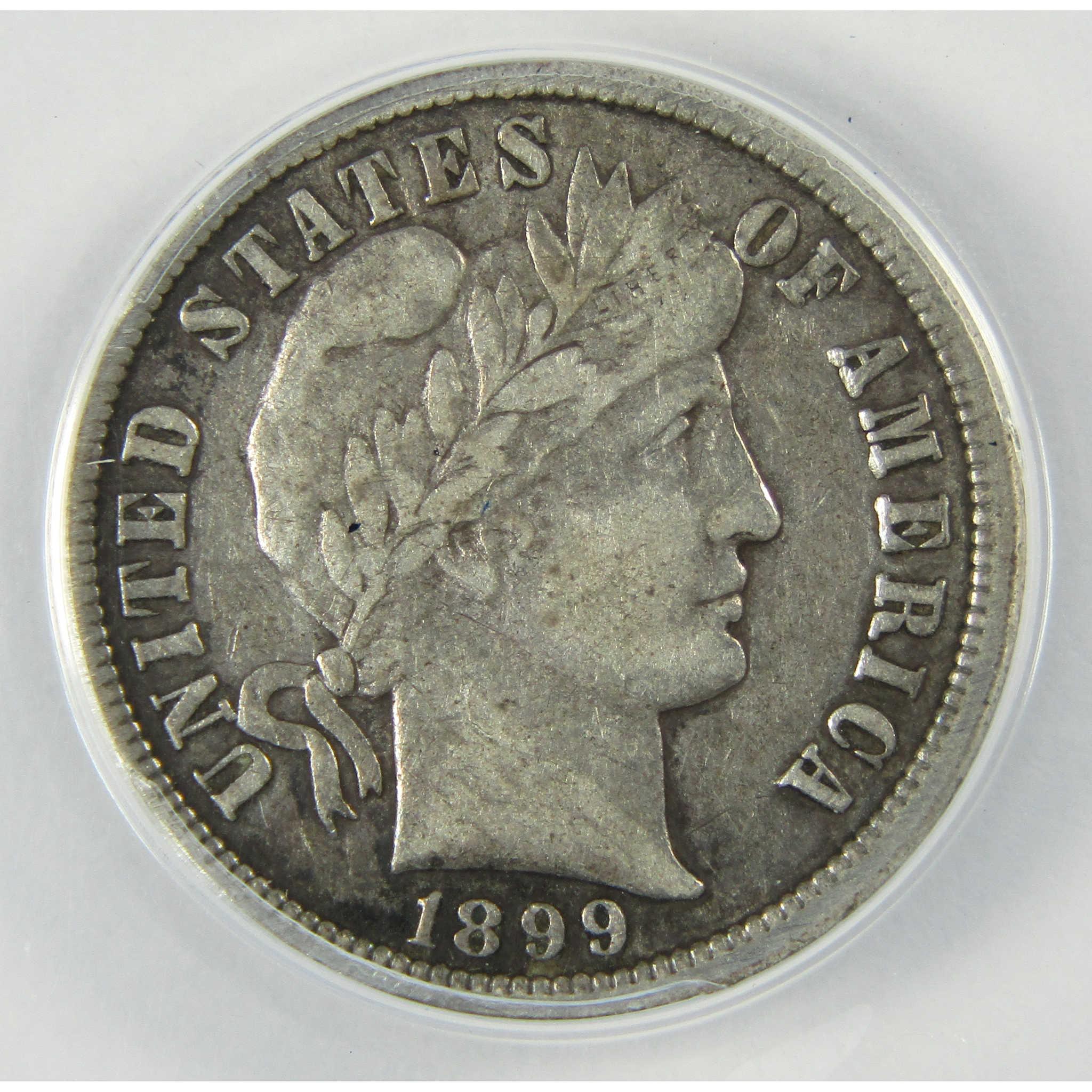 1899 O Barber Silver Dime F 15 Details ANACS 10c Coin SKU:CP565