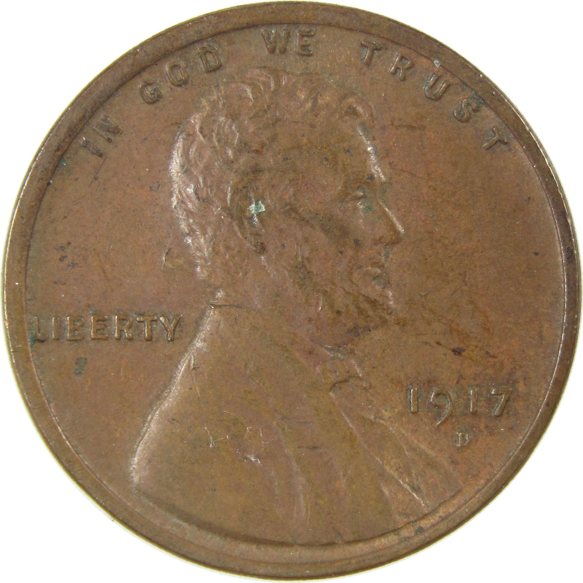 1917 D Lincoln Wheat Cent XF EF Extremely Fine Penny SKU:I27653