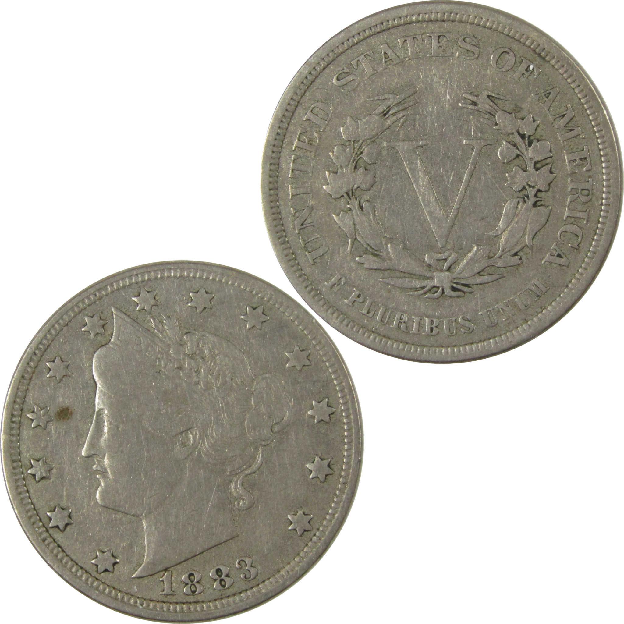 1883 No Cents Liberty Head V Nickel VF Very Fine 5c Coin SKU:I26514