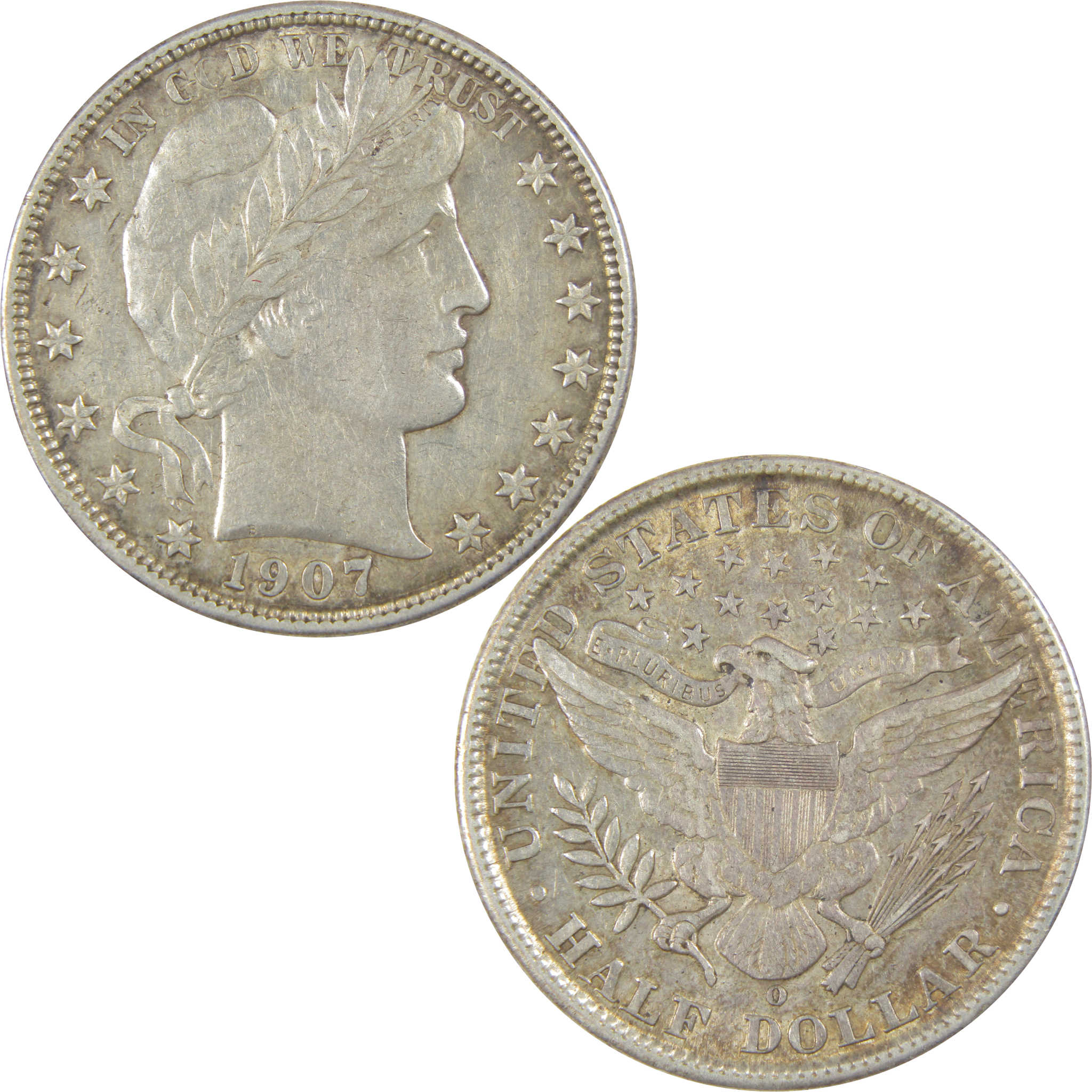 1907 O Barber Half Dollar About Uncirculated Details Silver SKU:I23410
