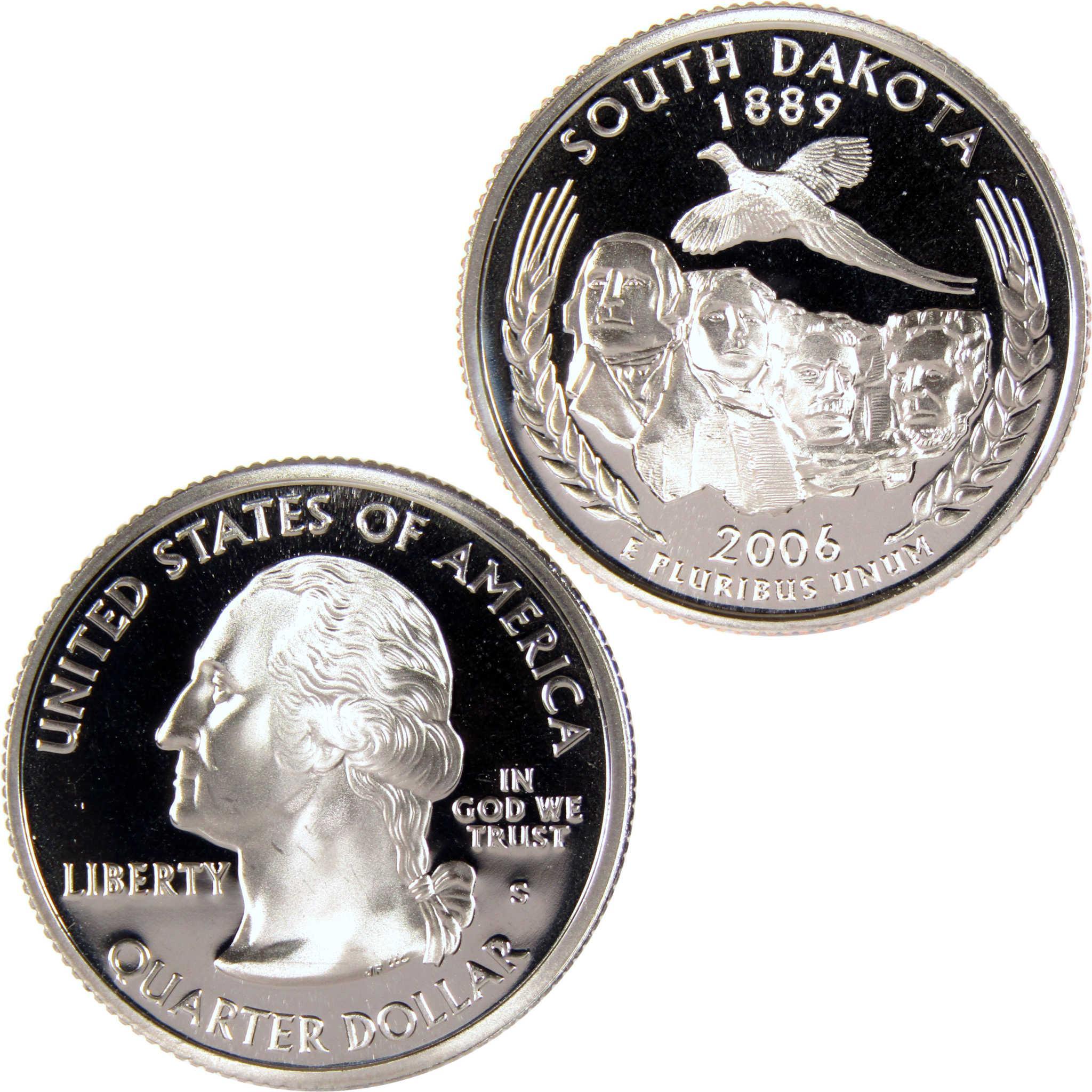 2006 South Dakota state quarter featuring Mount Rushmore and pheasant design, collectible coin