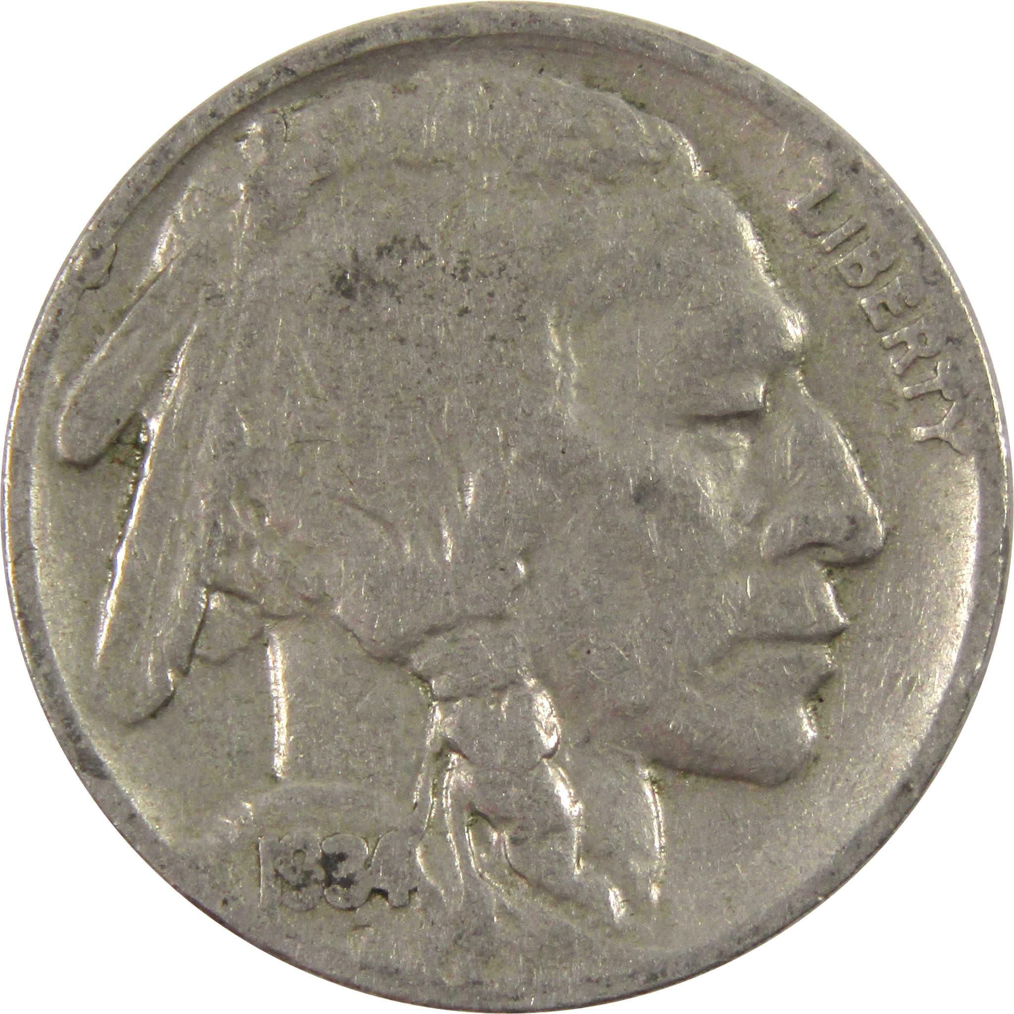 1934 Indian Head Buffalo Nickel AG About Good 5c Coin