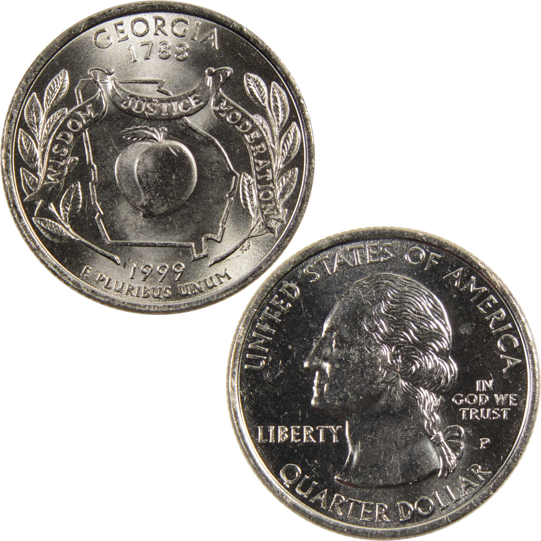 1999 P Georgia State Quarter BU Uncirculated Clad 25c Coin