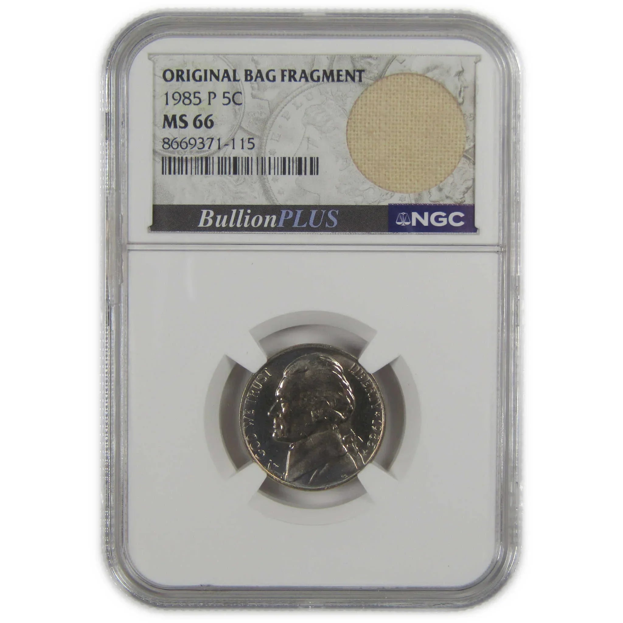 1985 P Jefferson Nickel MS 66 NGC Original Bag Fragment SKU:I23499