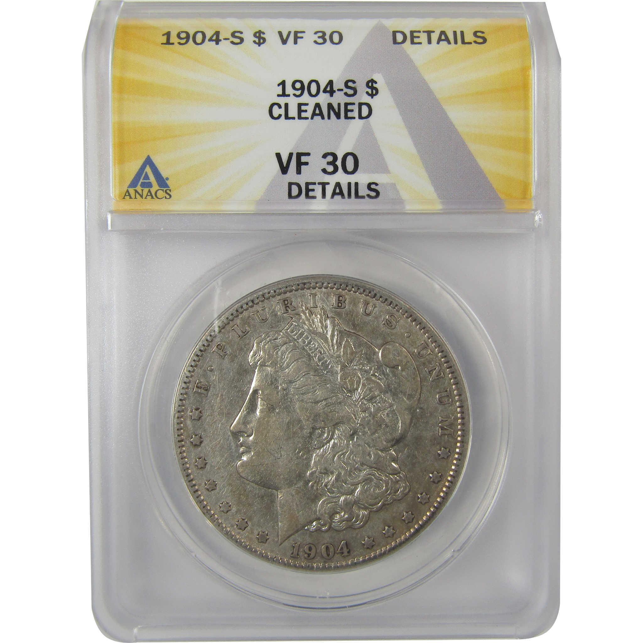 1904 S Morgan Dollar VF 30 Details ANACS Silver $1 Coin SKU:I21158 - Morgan coin - Morgan silver dollar - Morgan silver dollar for sale - Profile Coins & Collectibles