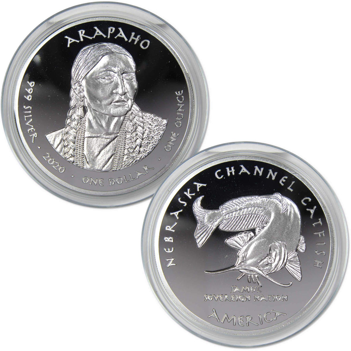 2020 Native American Jamul Arapaho Nebraska Channel Catfish 1oz Silver