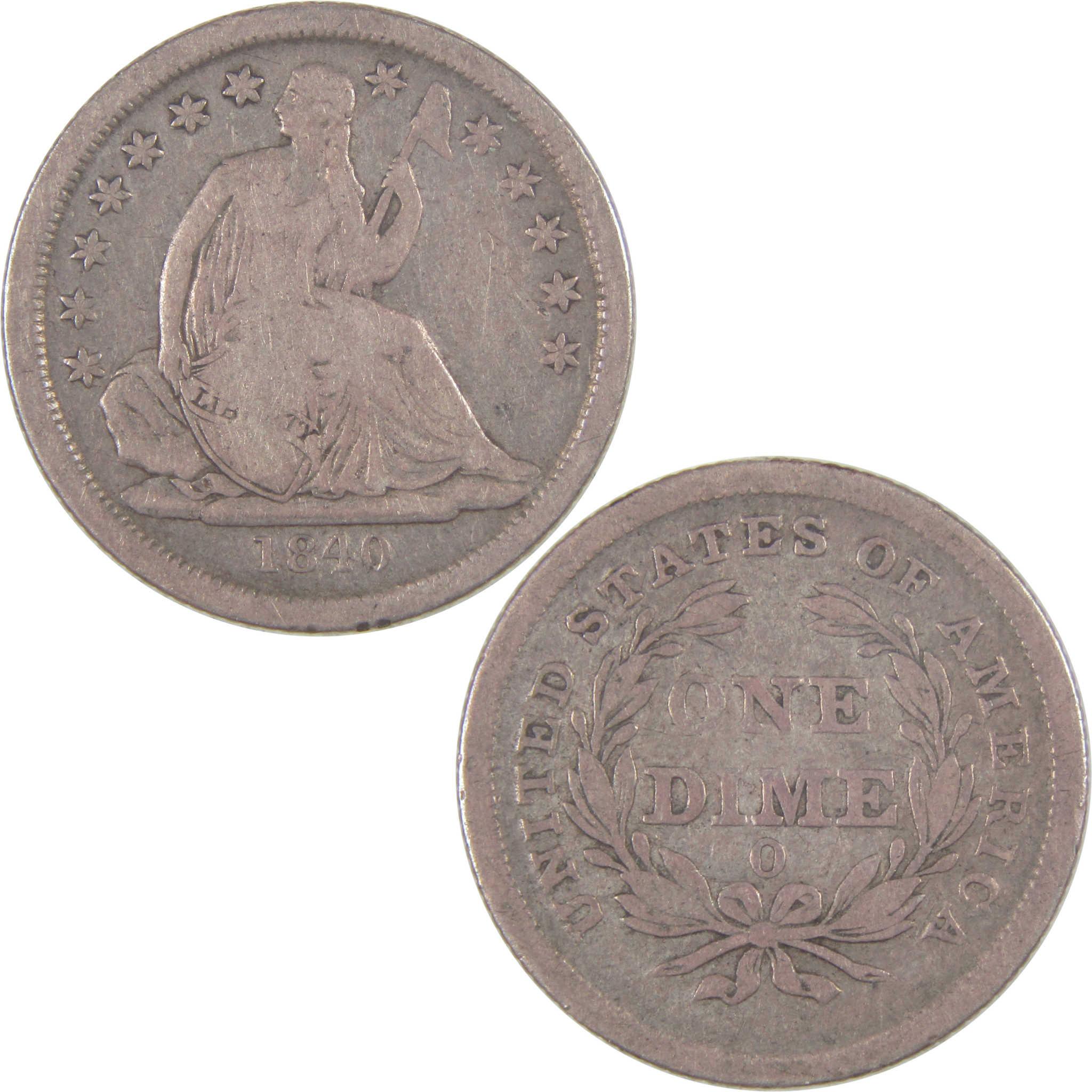 1840 O Seated Liberty Dime F Fine Silver 10c Coin SKU:I16838