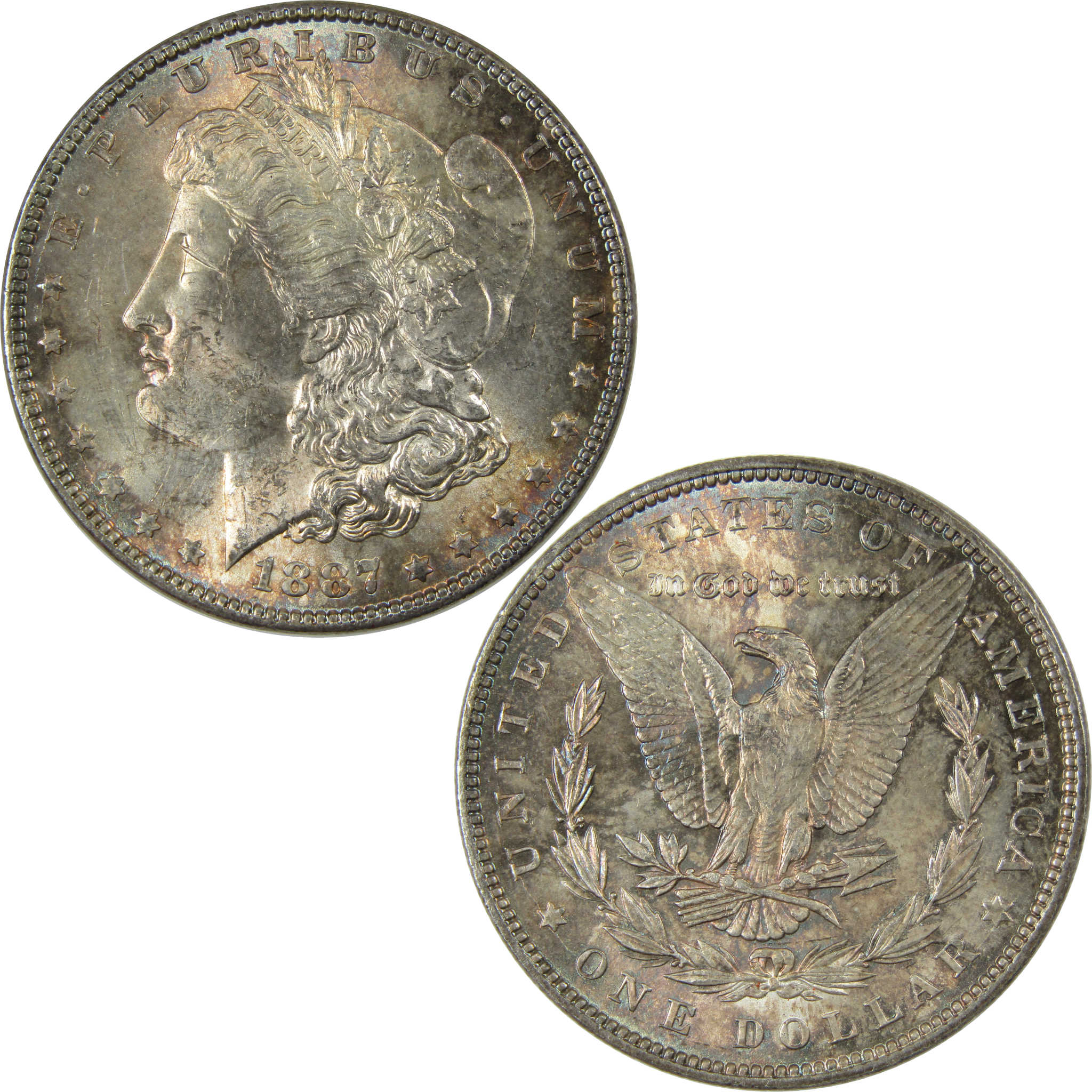 1887 Morgan Dollar Uncirculated Mint State Silver Toned SKU:I23455