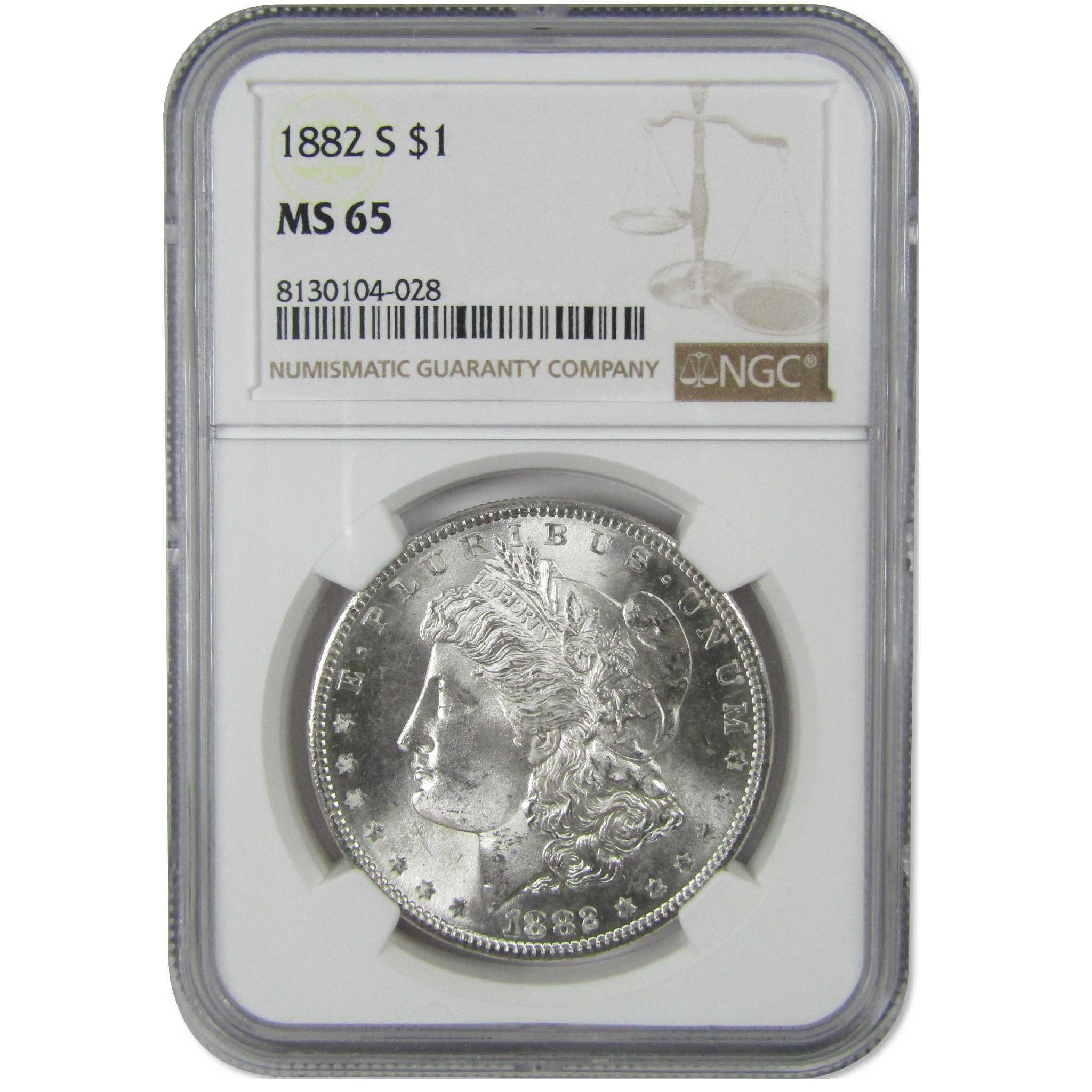 1882 S Morgan Silver Dollar MS 65 NGC Uncirculated $1 Coin Collectible - Morgan coin - Morgan silver dollar - Morgan silver dollar for sale - Profile Coins & Collectibles