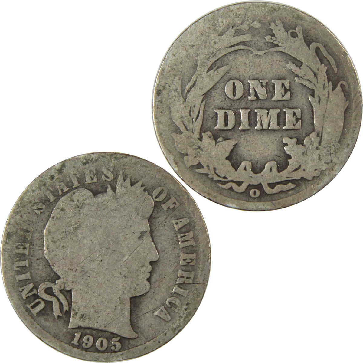 1905 O Micro O Barber Silver Dime G Good Details 10c Coin SKU:I26624