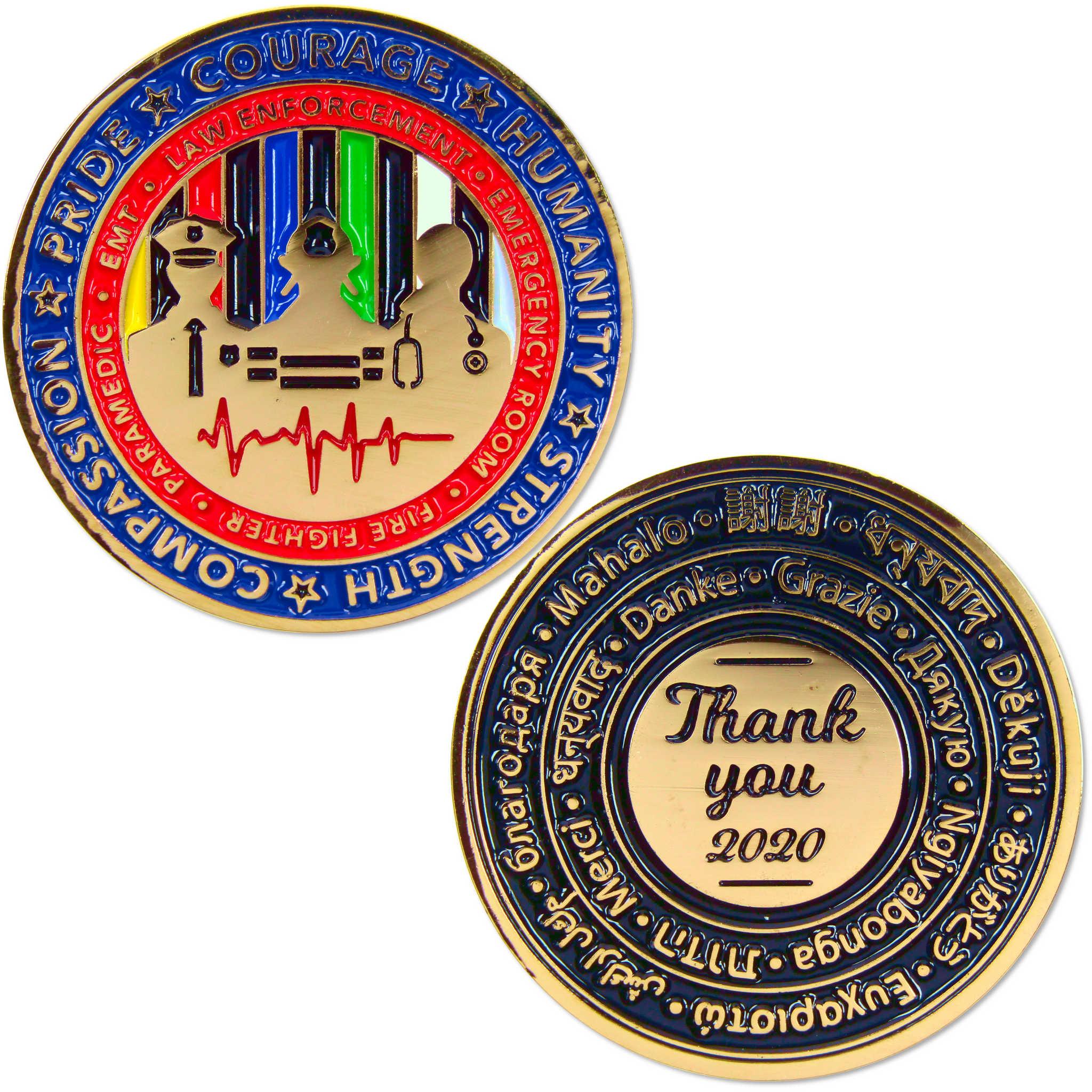 First Responder Challenge Coin Brass Collectible with Enameled Coloring
