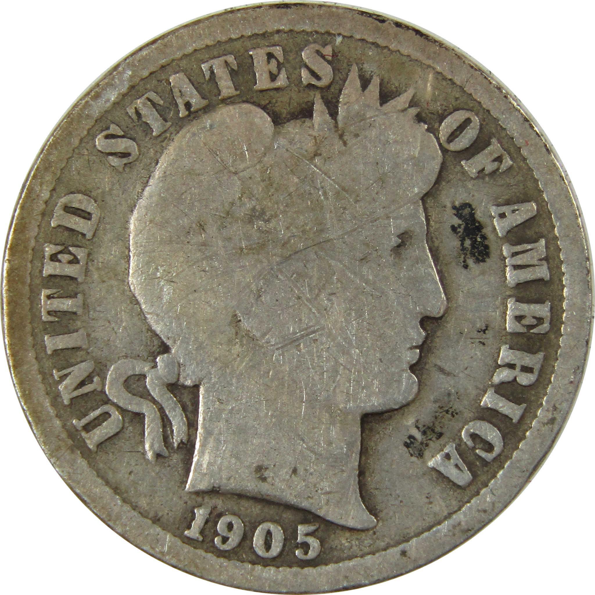 1905 O Micro O Barber Silver Dime G Good Details 10c Coin SKU:I26629