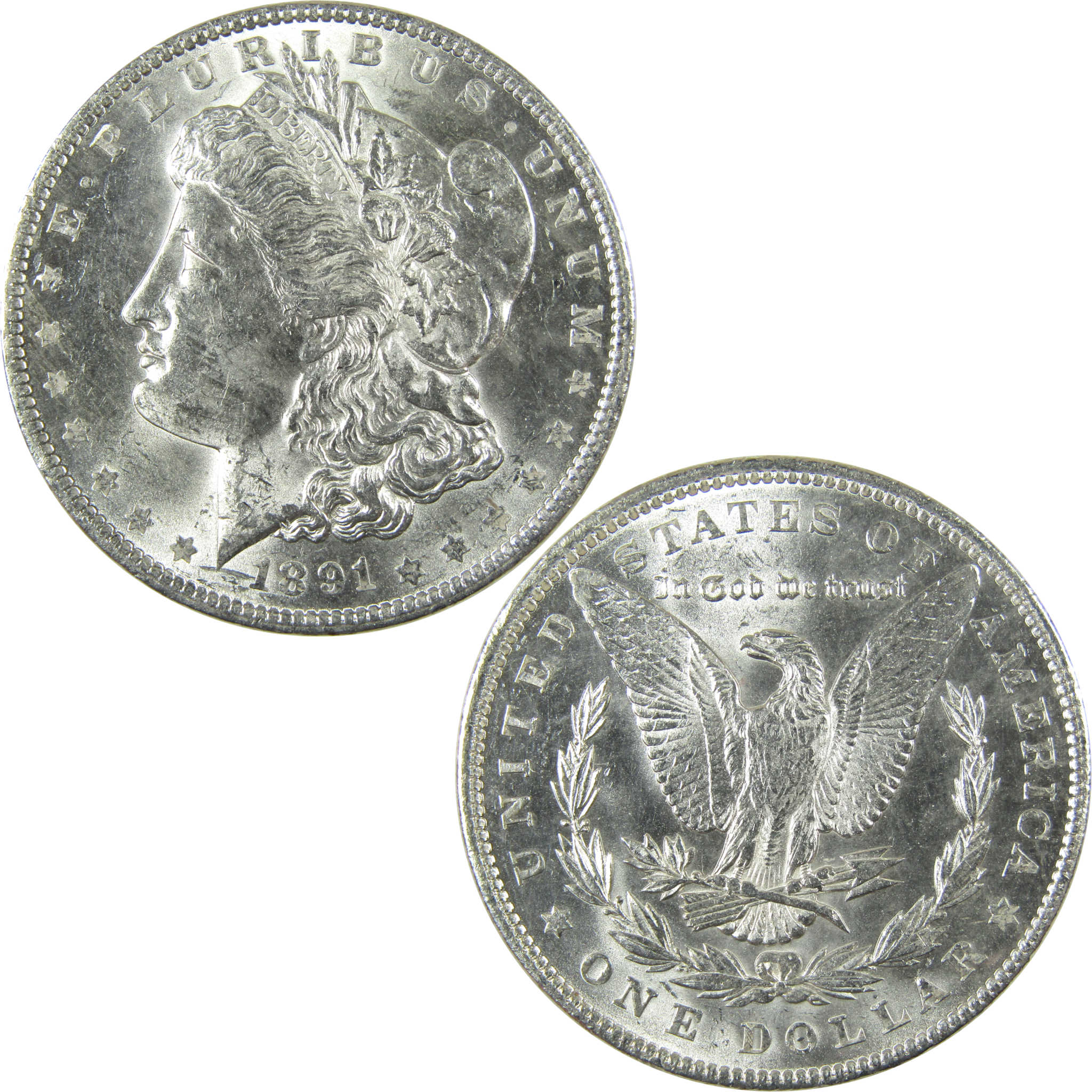 1891 Morgan Silver Dollar Uncirculated Mint State $1 Coin SKU:I27088