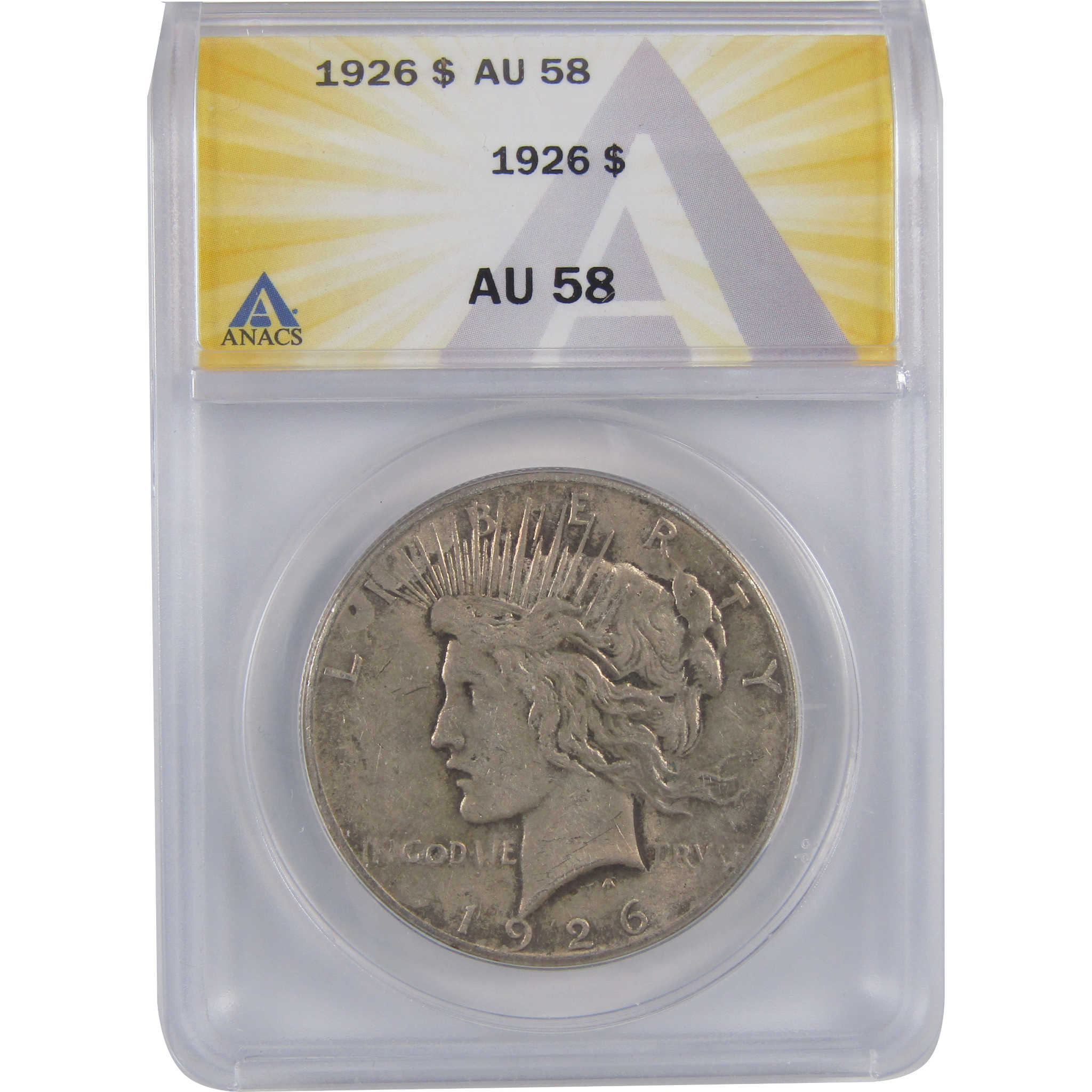 1926 Peace Dollar AU 58 ANACS Silver $1 Coin SKU:I18545