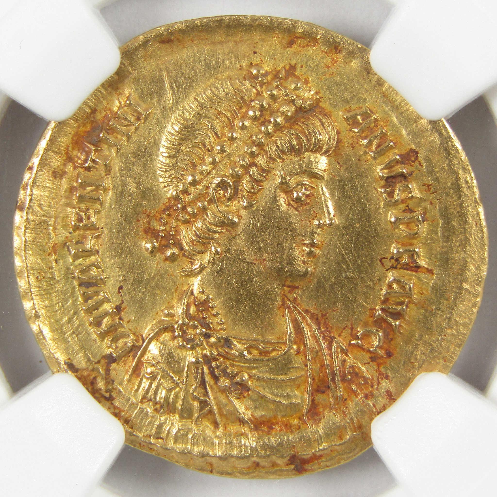 375-392 AD Valentinian II Gold Solidus MS NGC Ancient Roman Coin