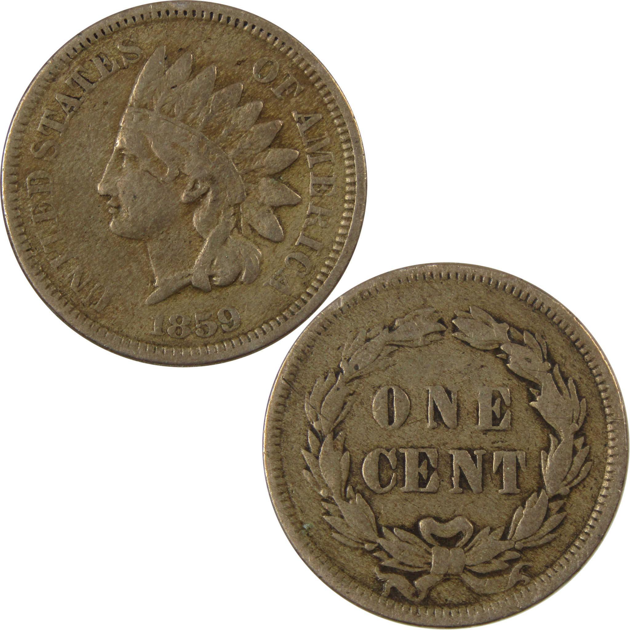 1859 Indian Head Cent VF Very Fine Penny 1c Coin SKU:CP1307