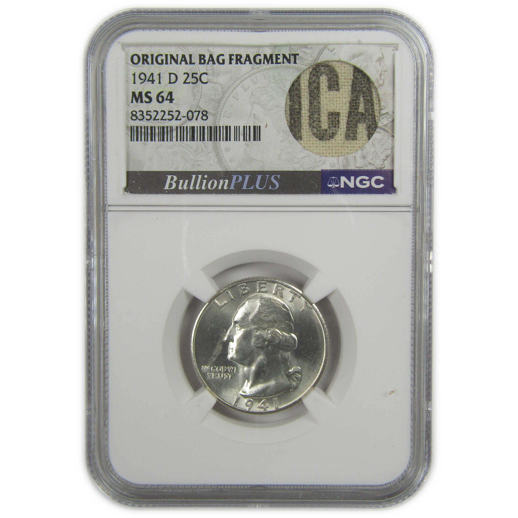1941 D Washington Quarter MS 64 NGC Silver Bag Fragment SKU:I20597