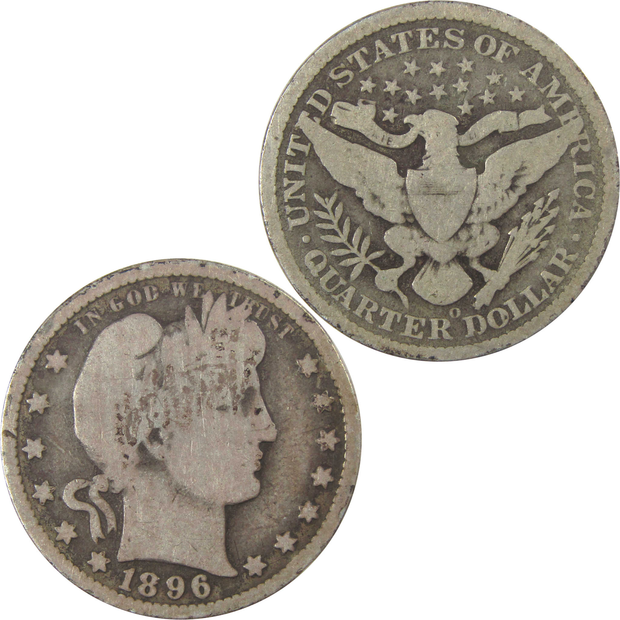 1896 O Barber Quarter G Good Silver 25c Coin SKU:I21858