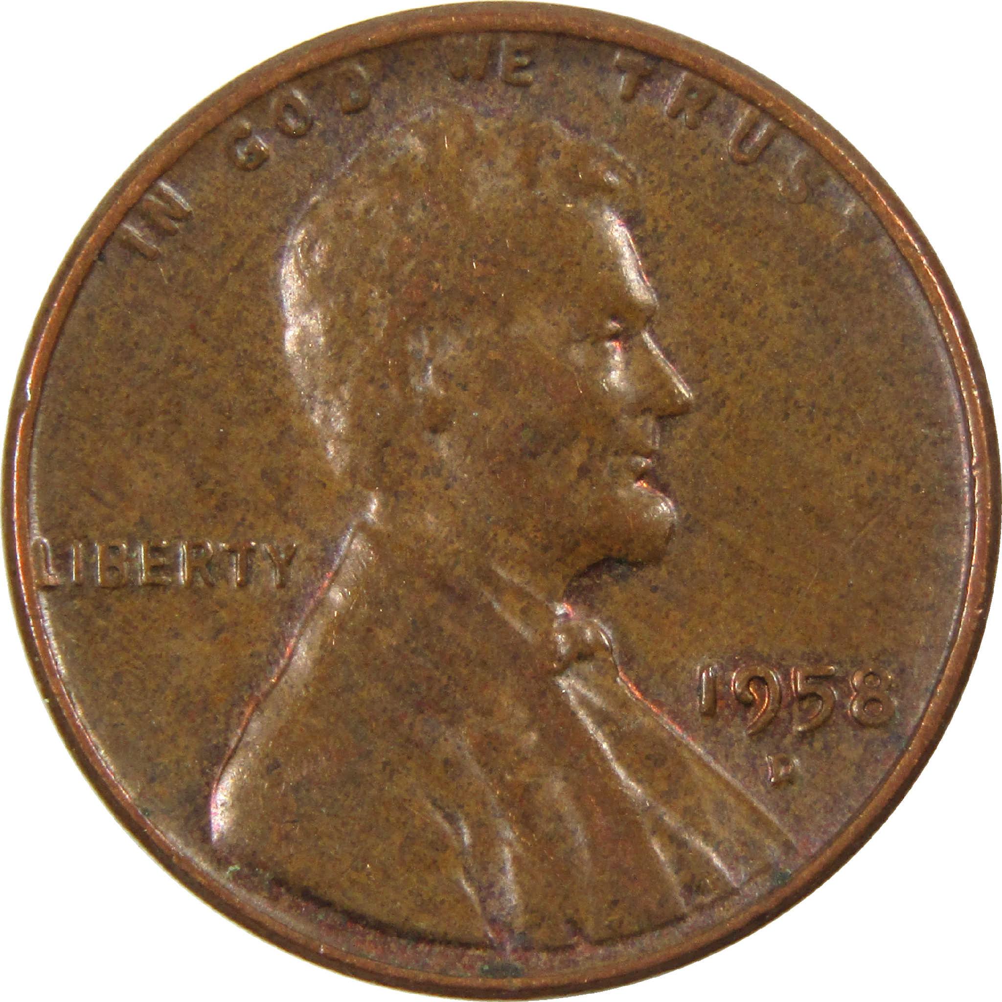 1958 D Lincoln Wheat Cent Circulated Penny 1c Coin Collectible