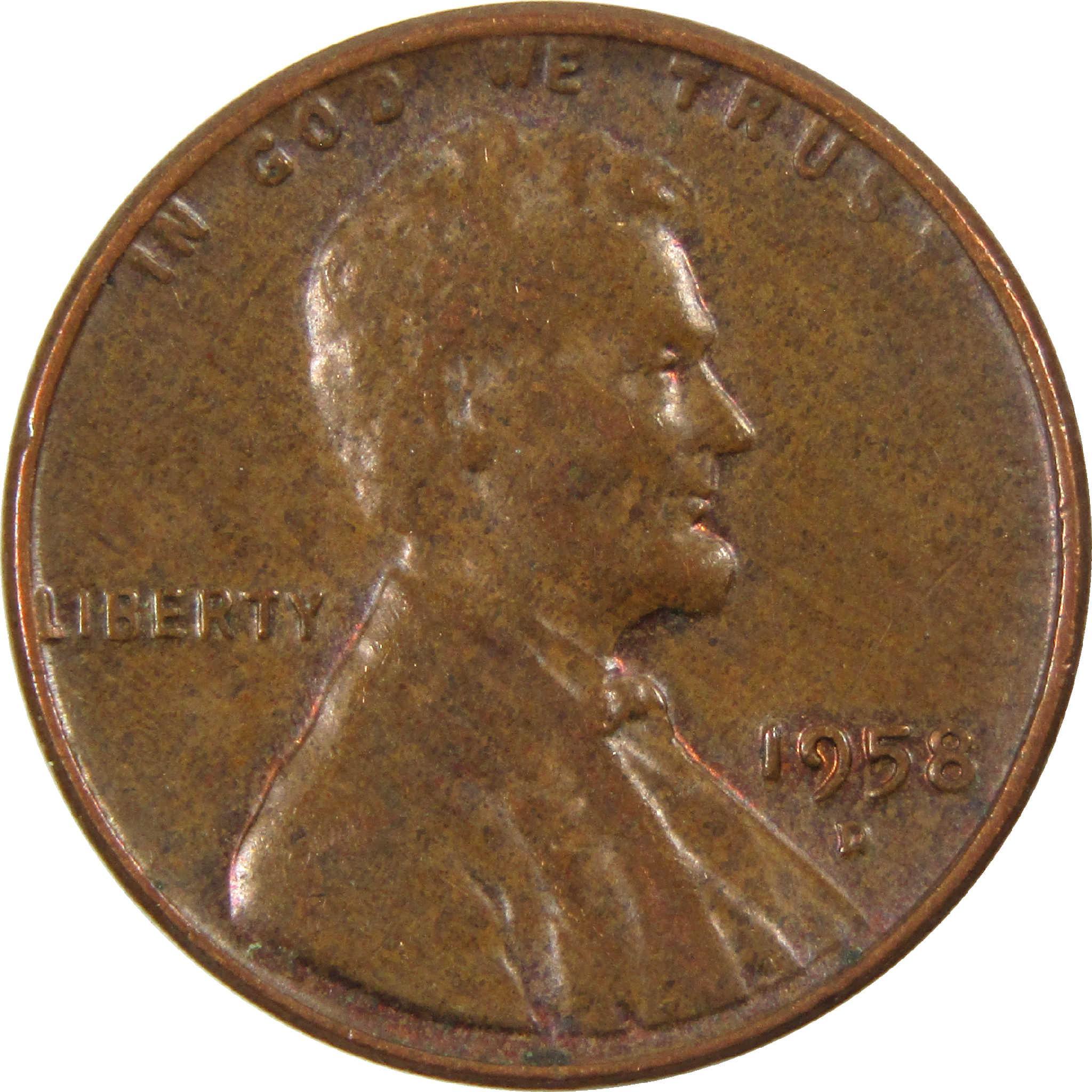 1958 D Lincoln Wheat Cent Circulated Penny 1c Coin Collectible