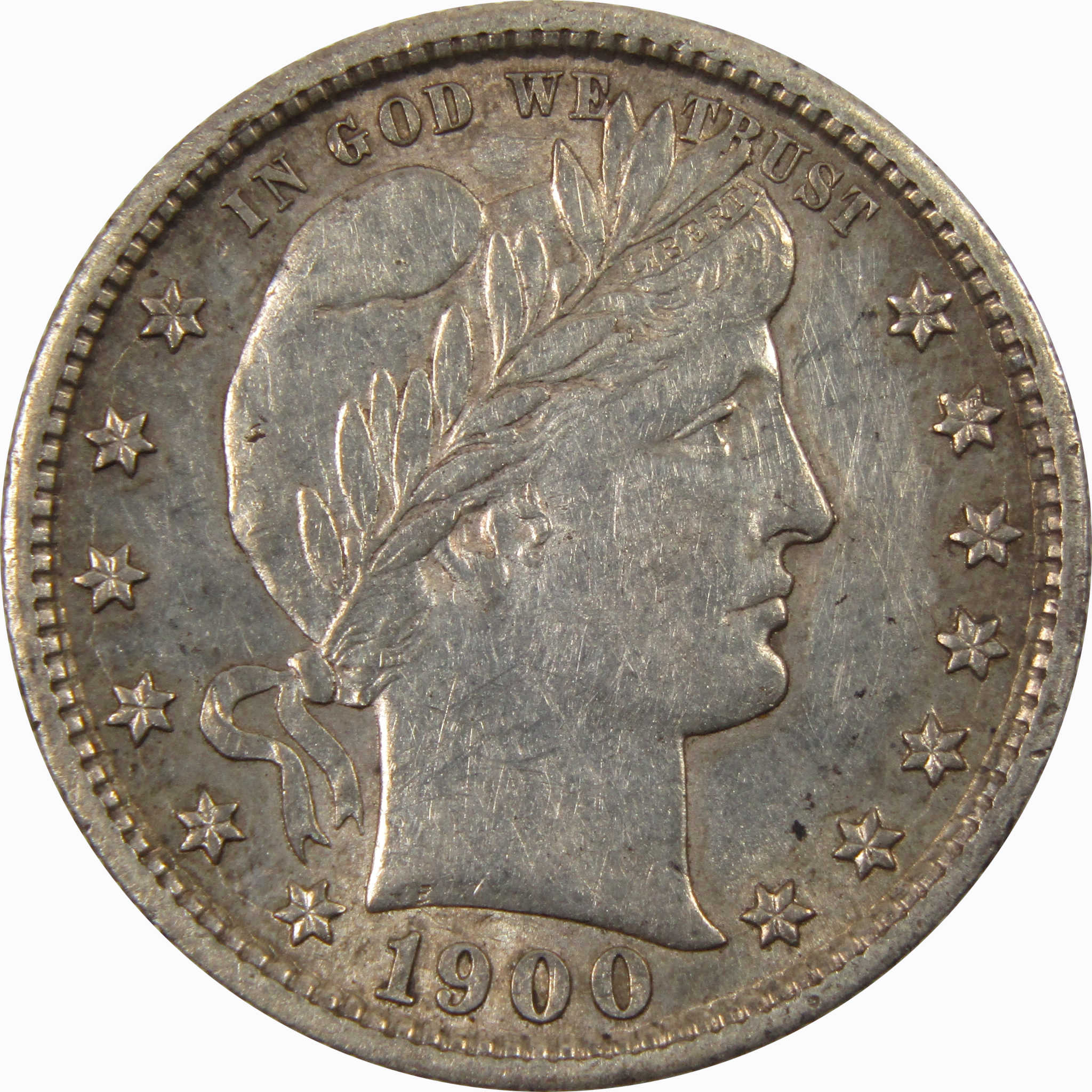 1900 S Barber Quarter Borderline Uncirculated 90% Silver SKU:I9387