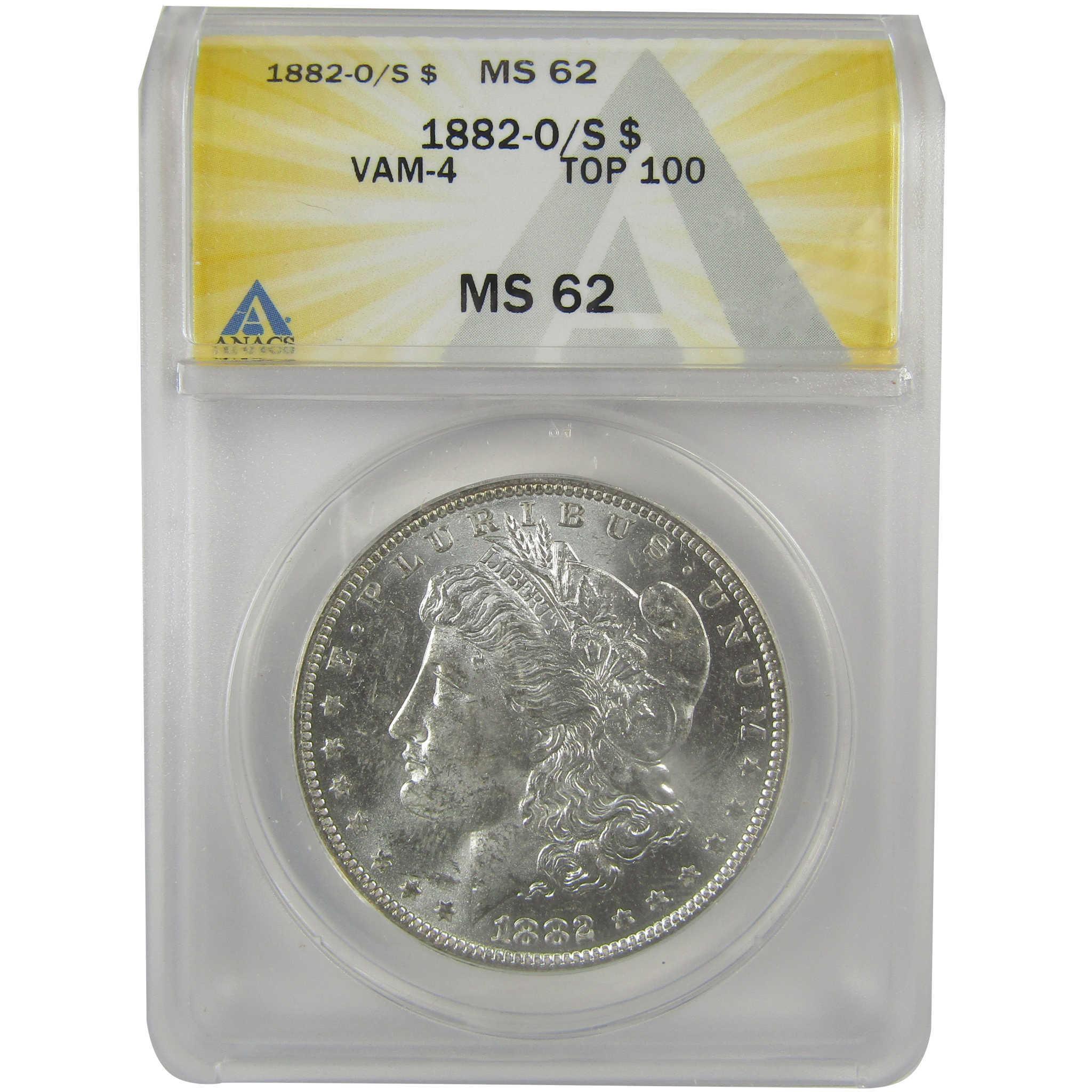 1882 O/S VAM-4 Recessed Top 100 Morgan Dollar MS 62 ANACS SKU:I21943 - Morgan coin - Morgan silver dollar - Morgan silver dollar for sale - Profile Coins & Collectibles