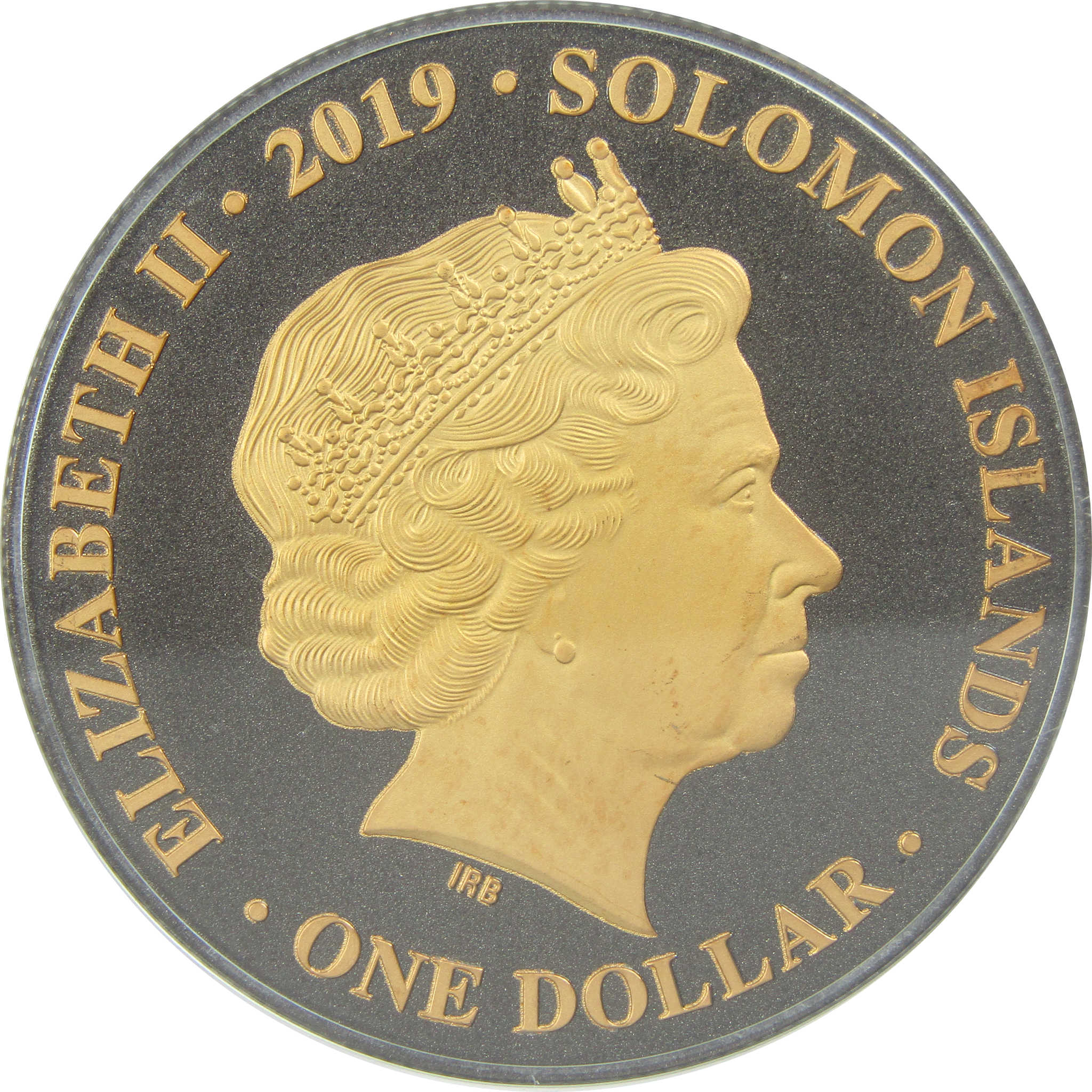 Ancient Egypt Anubis $1 Black Nickel Gold Plated 2019 Solomon Islands