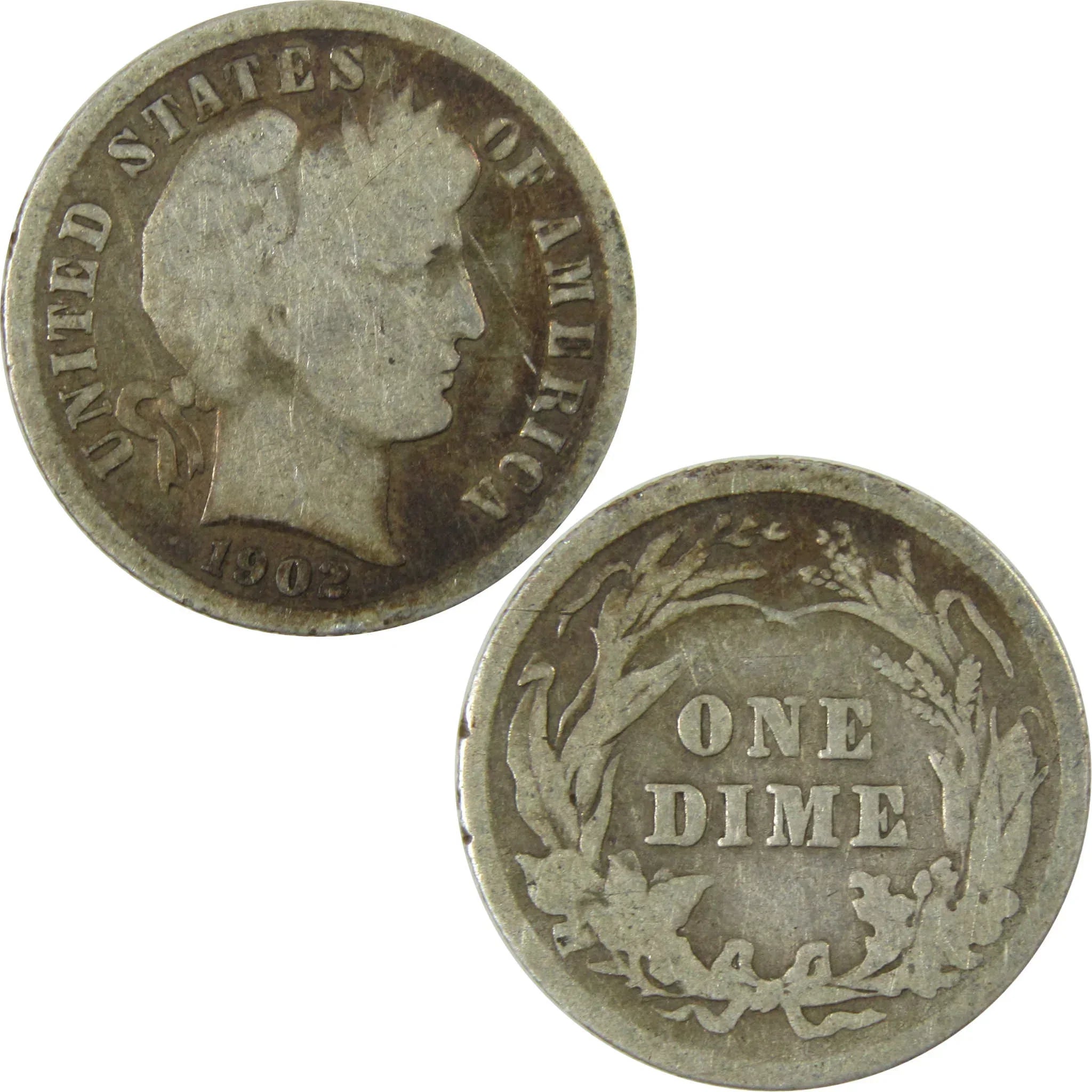 1902 Barber Silver Dime AG About Good 10c Coin Collectible SKU:CP718