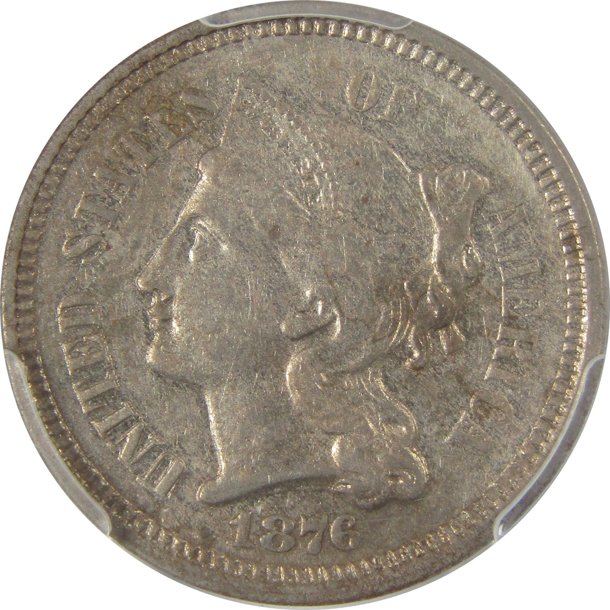 1876 Nickel Three Cent Piece AU Details PCGS 3c Coin SKU:I20019