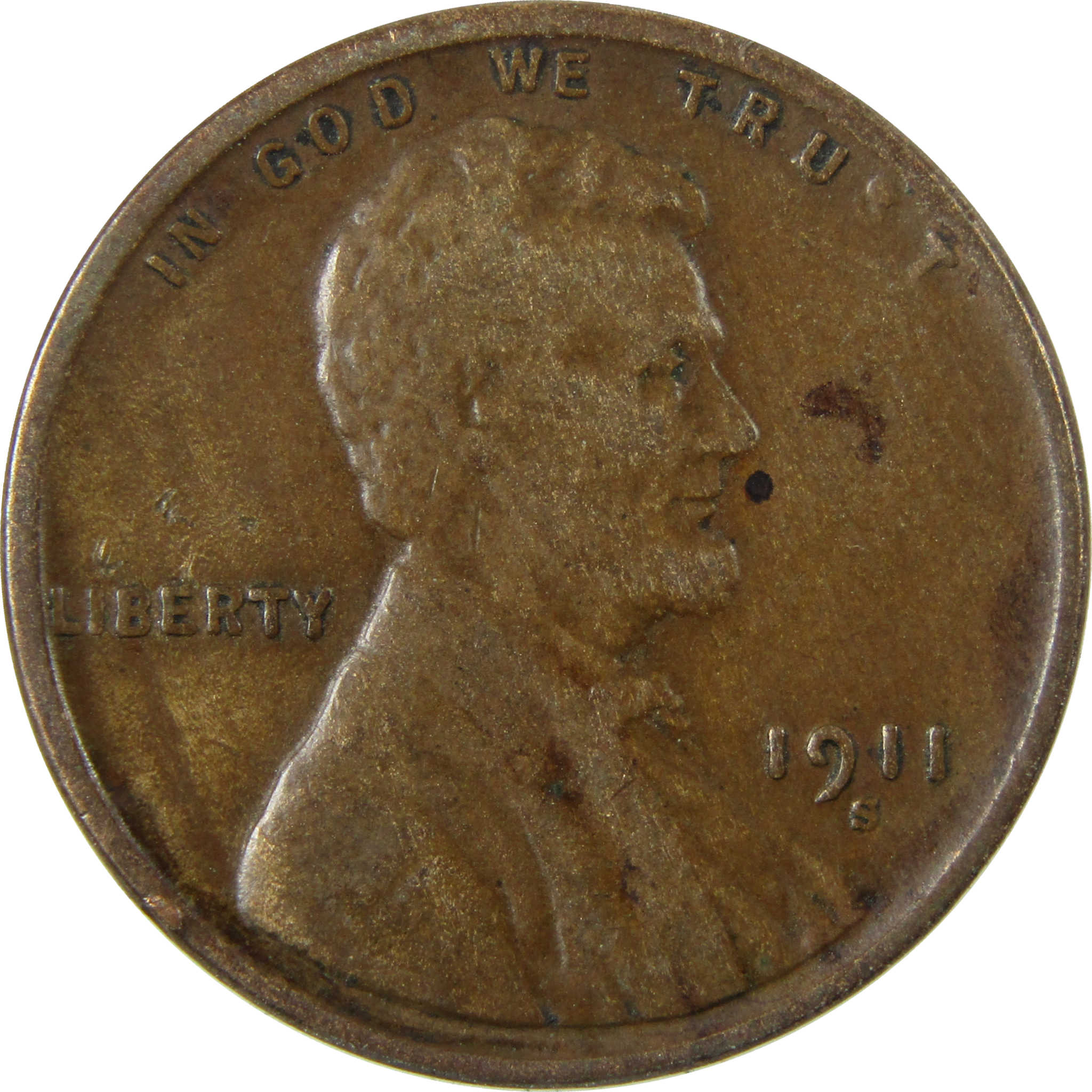 1911 S Lincoln Wheat Cent F Fine Penny 1c Coin Collectible SKU:I28133