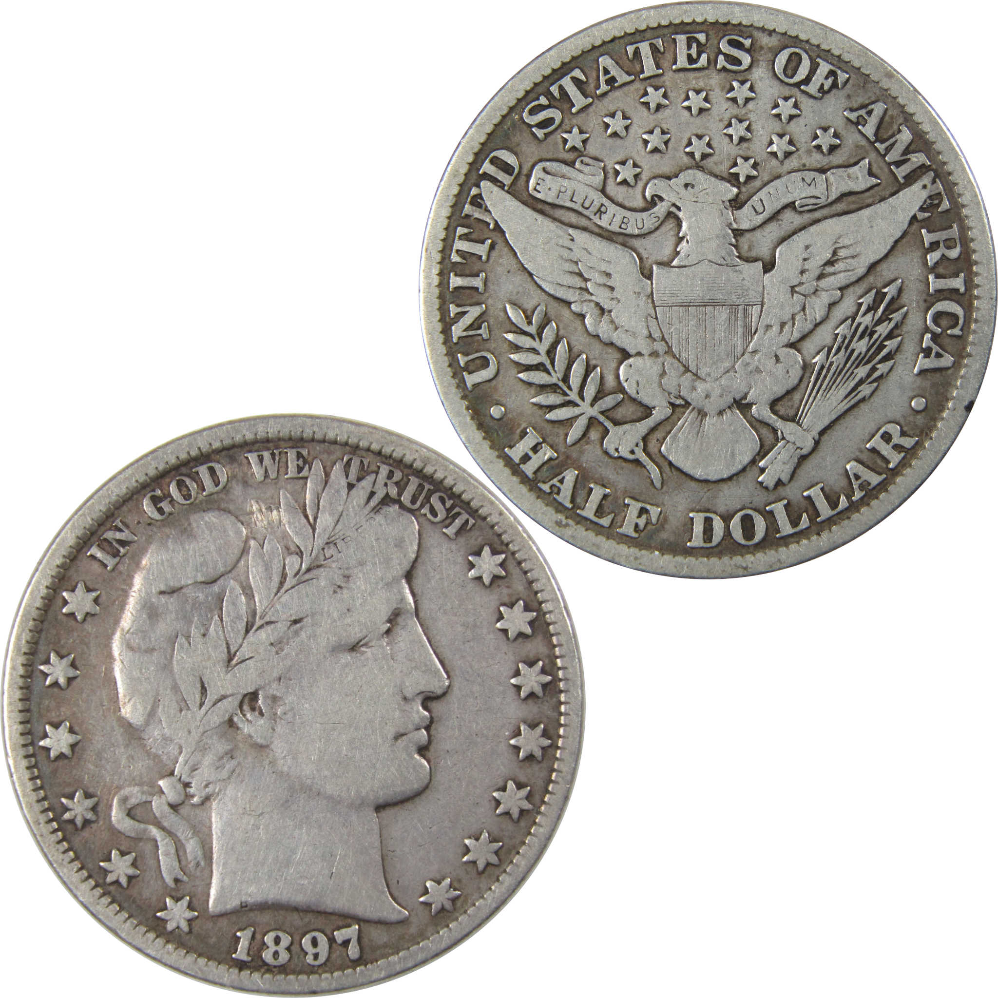 1897 Barber Half Dollar F Fine Silver 50c Coin Collectible SKU:I23480