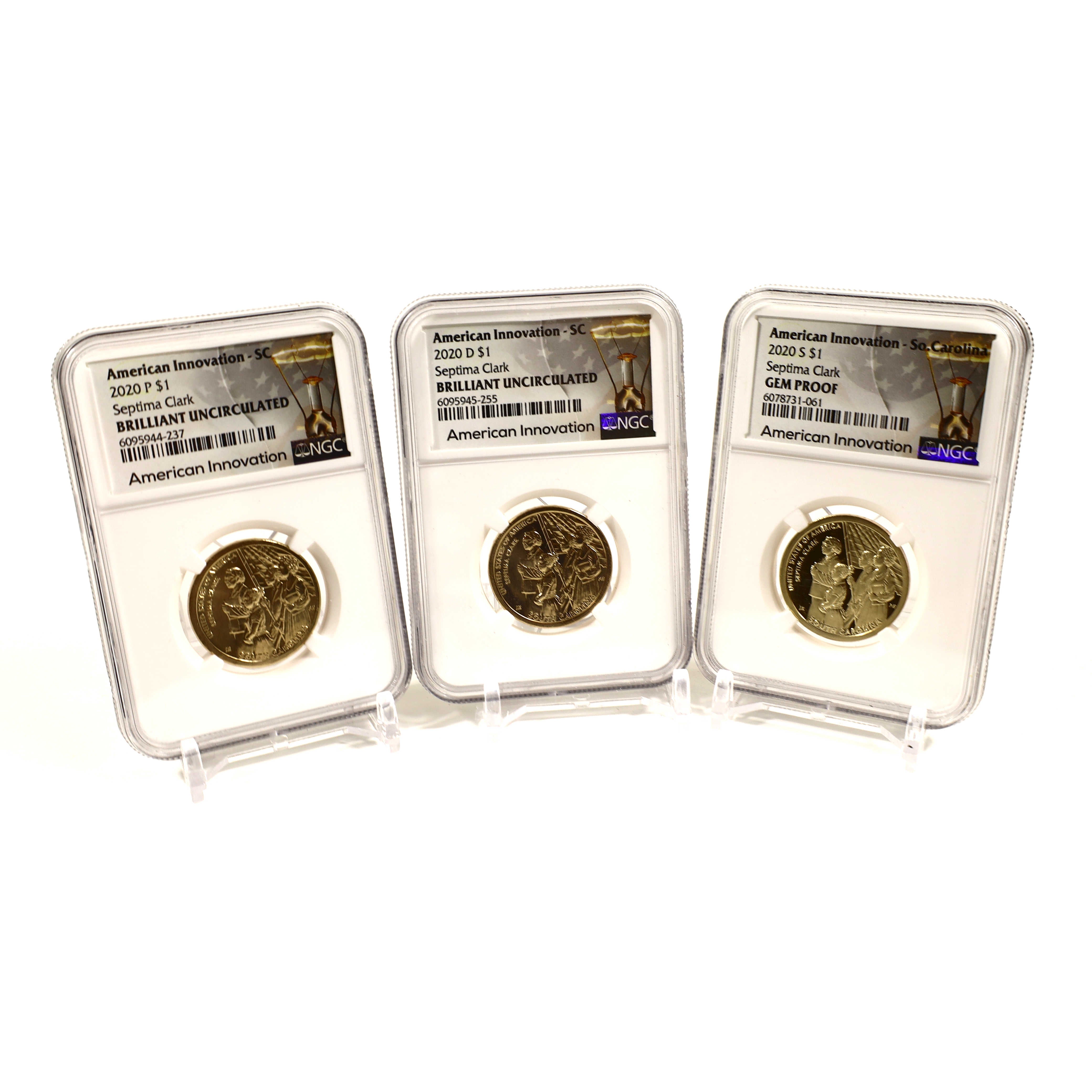 2020 SC Septima Clark Innovation Dollar 3 Coin PDS Set NGC SKU:CPC6623