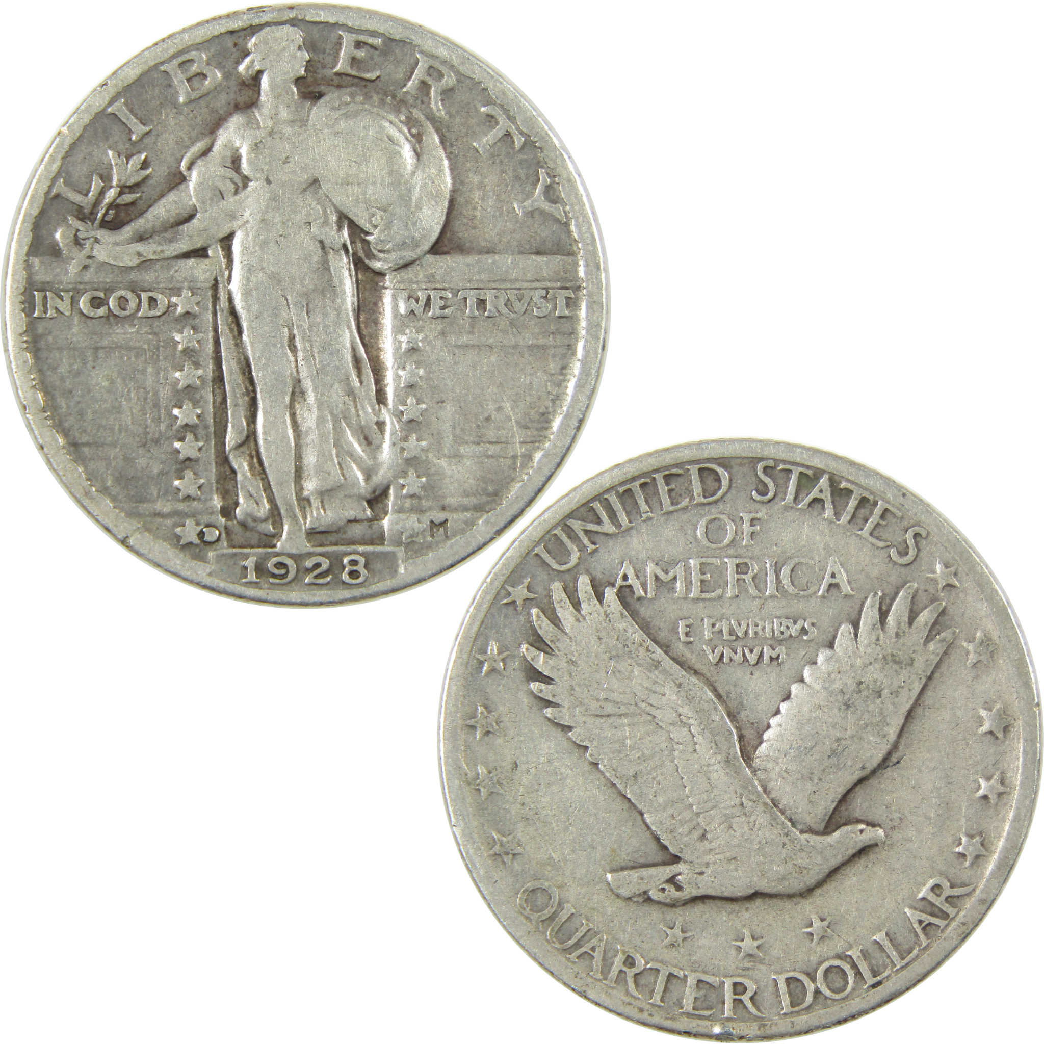 1928 D Standing Liberty Silver Quarter F Fine 25c Coin Collectible
