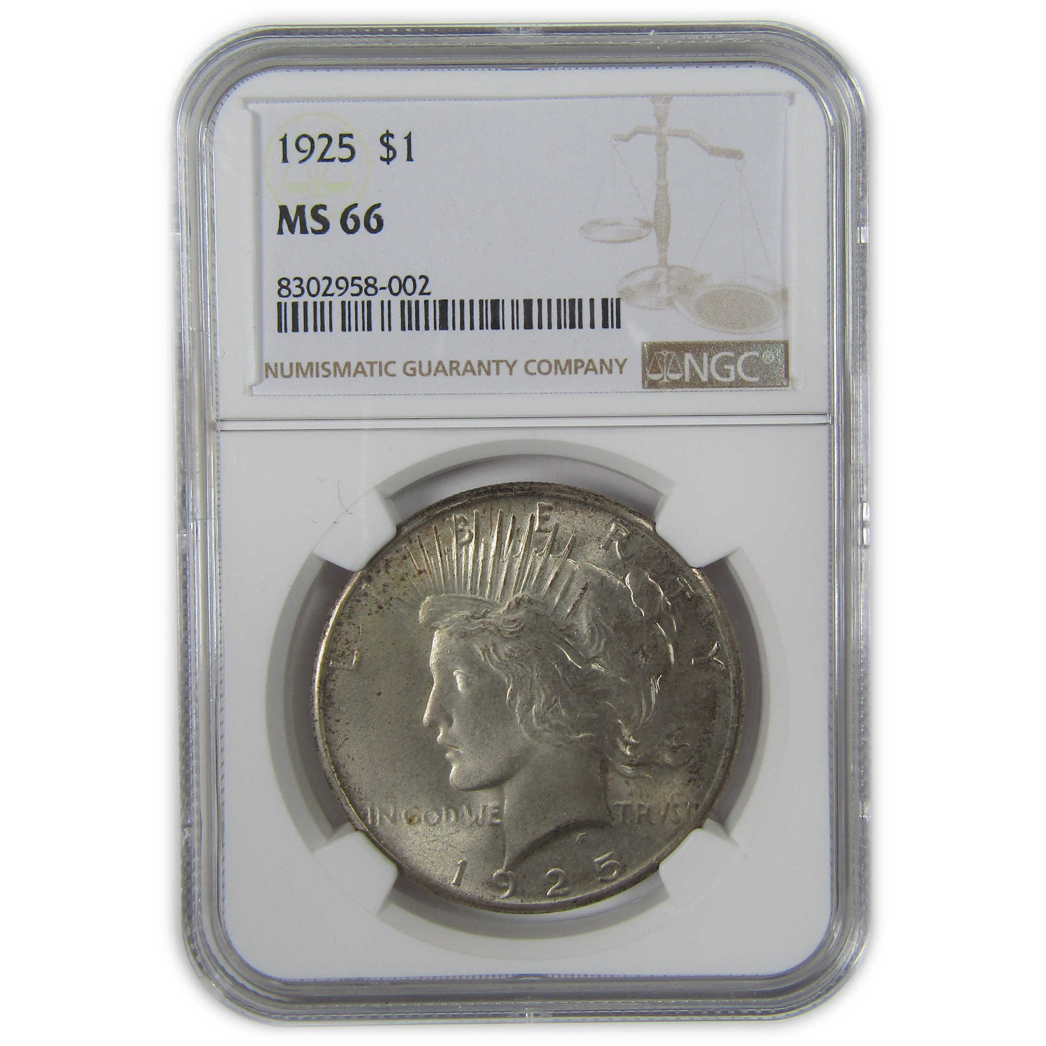 1925 Peace Dollar MS 66 NGC Silver Uncirculated $1 Coin SKU:I23602