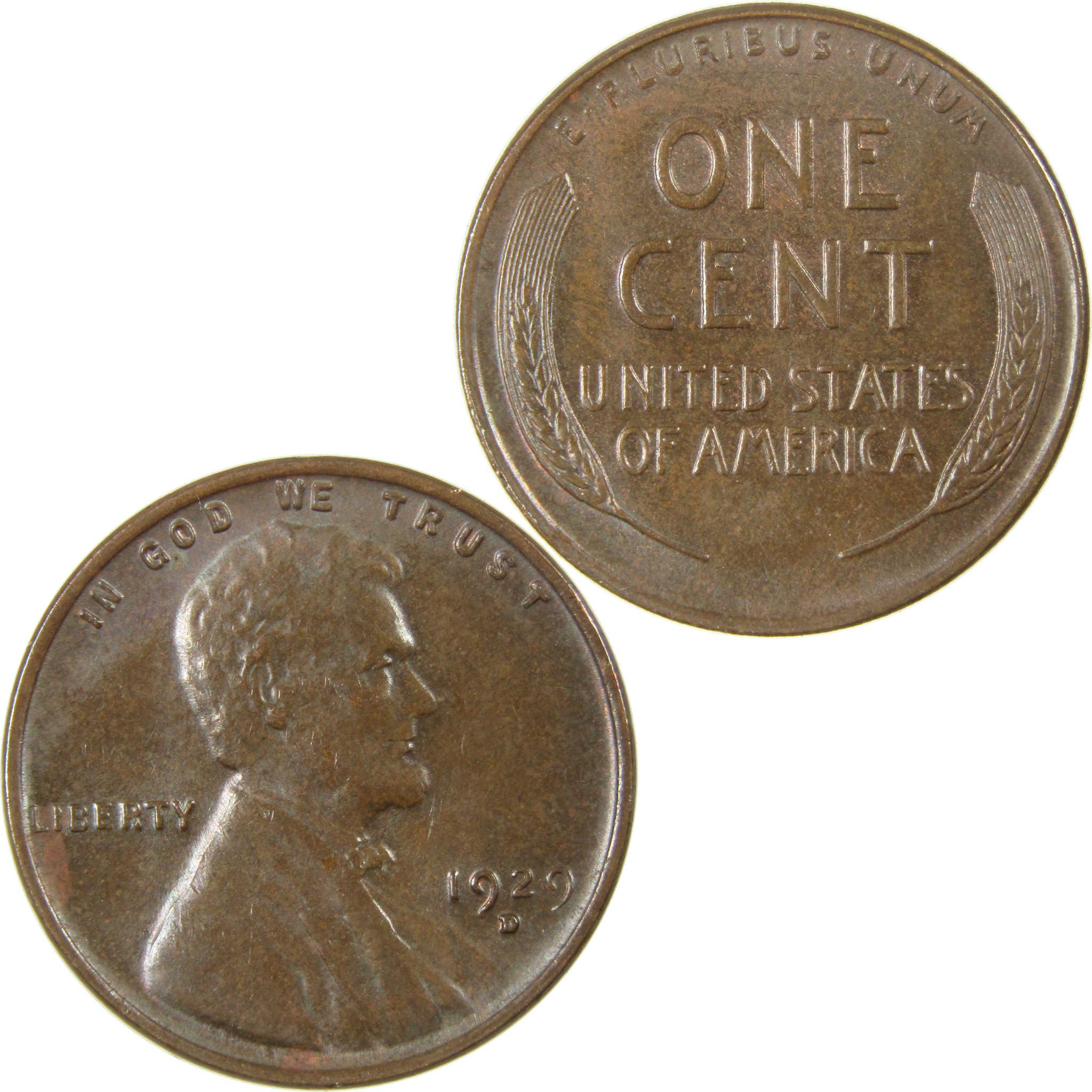 1929 D Lincoln Wheat Cent CH AU Choice About Uncirculated SKU:I27658