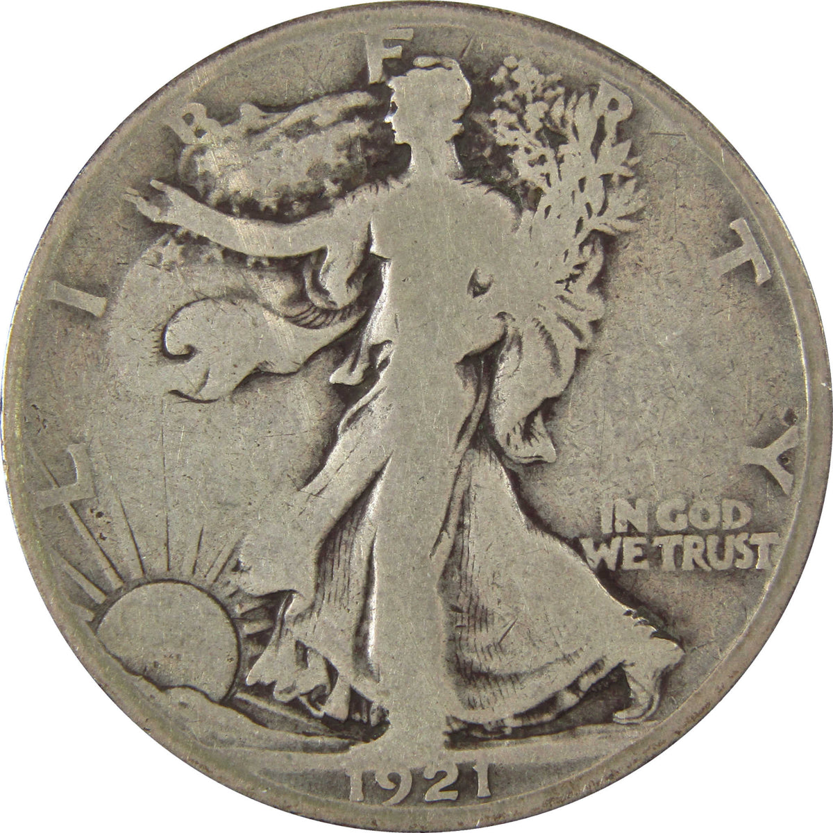 1921 S Liberty Walking Silver 50c VG Very Good Details SKU:CP1588