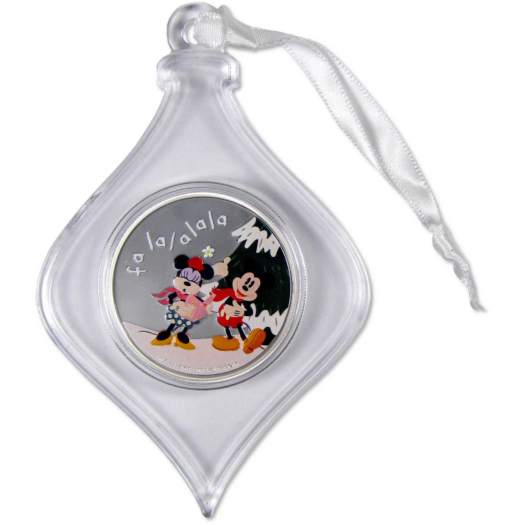 Merry Christmas Mickey & Minnie Mouse Silver Coin Ornament 2024 Niue