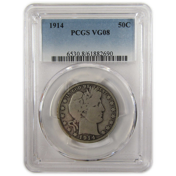 1914 Barber Silver Half Dollar VG 8 PCGS 50c Coin SKU:I29346