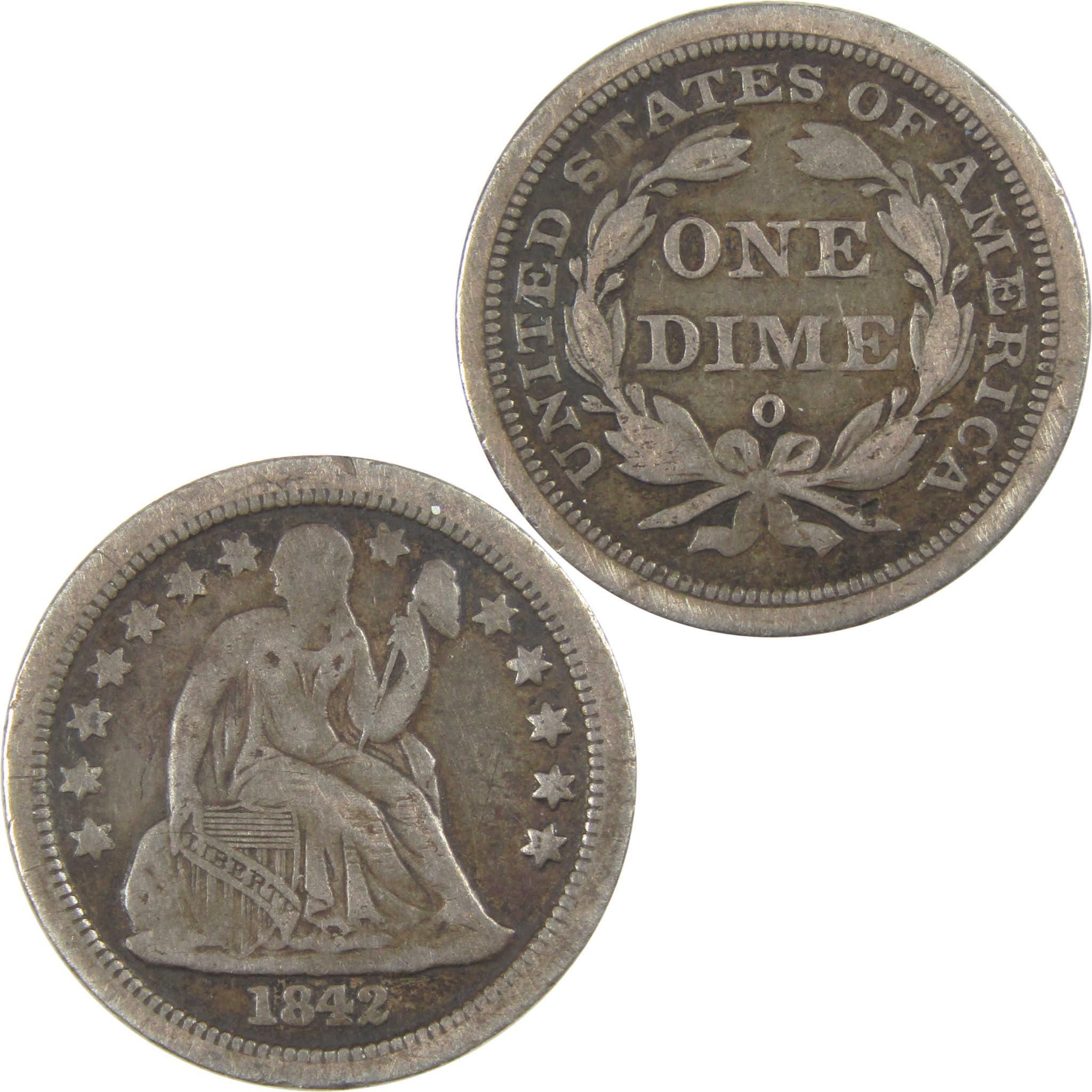1842 O Seated Liberty Dime VF Very Fine Silver 10c Coin SKU:I19552
