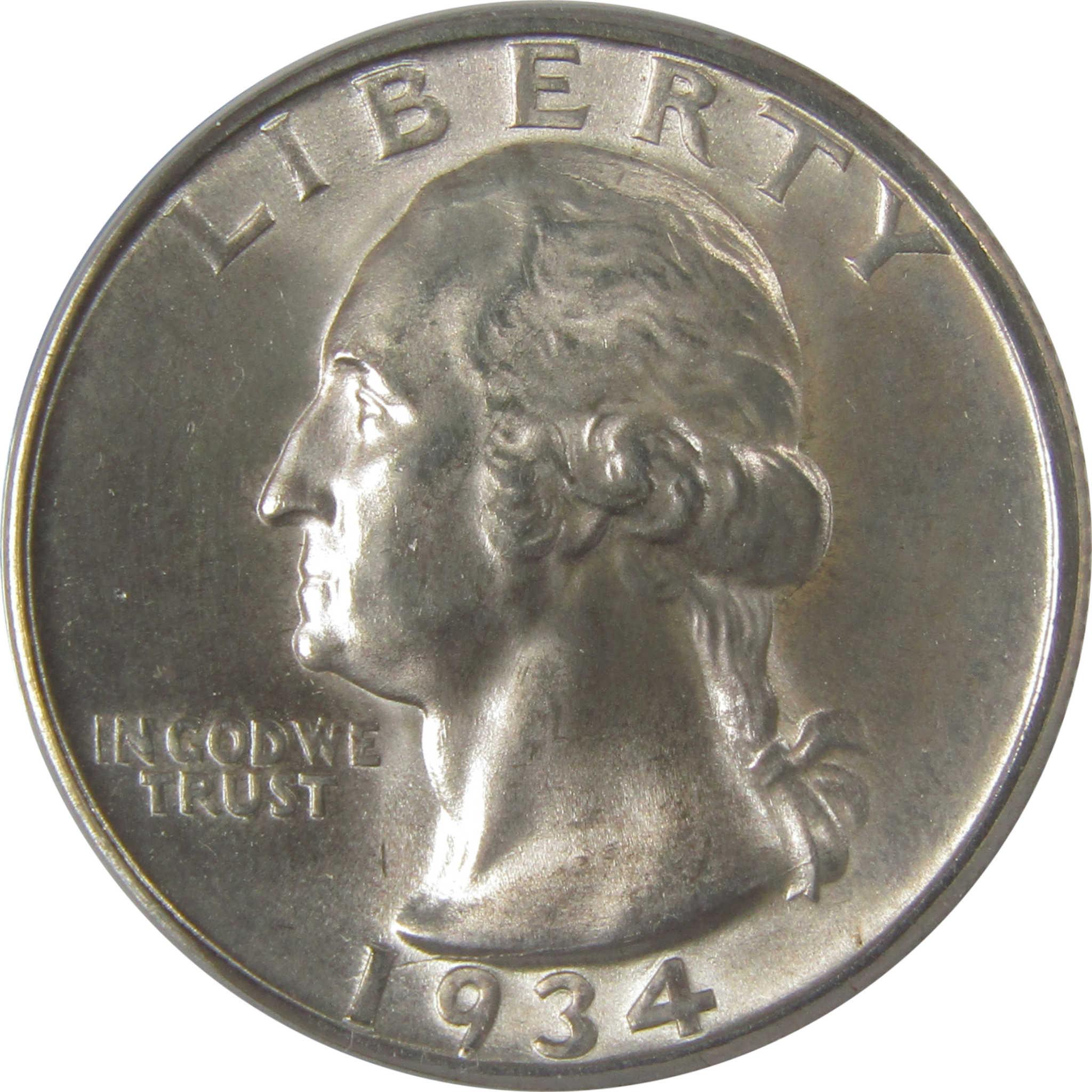 1934 D Heavy Motto Washington Quarter MS 63 ANACS Silver SKU:I23639