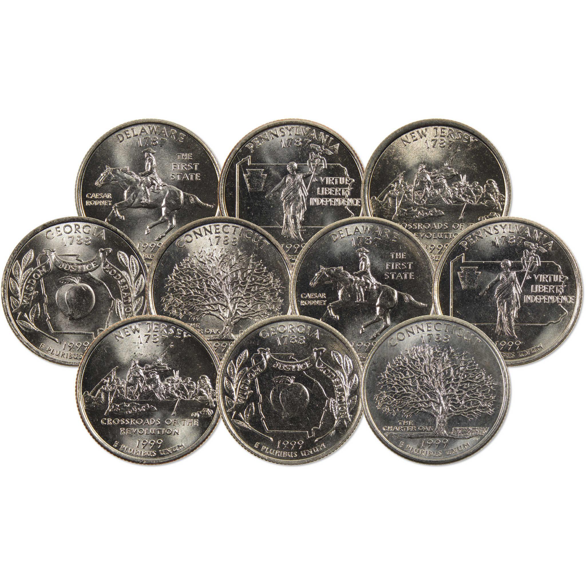 1999 P&D State Quarter 10 Coin Set Uncirculated