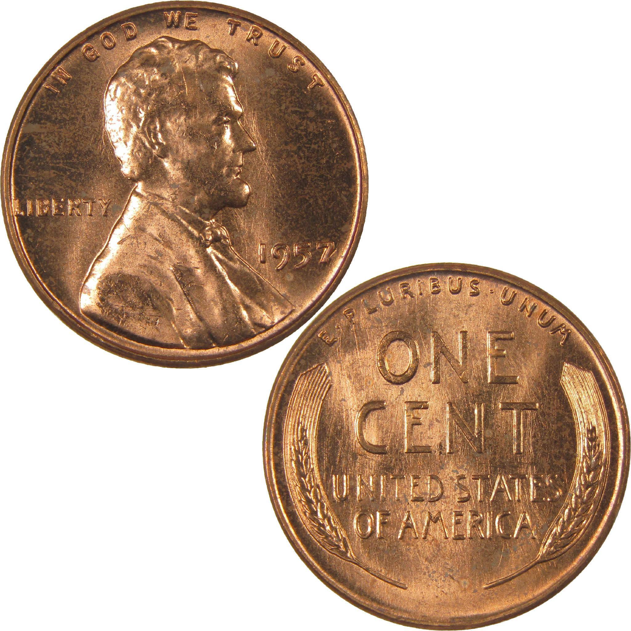 1957 Lincoln Wheat Cent Uncirculated Mint State Penny 1c Coin