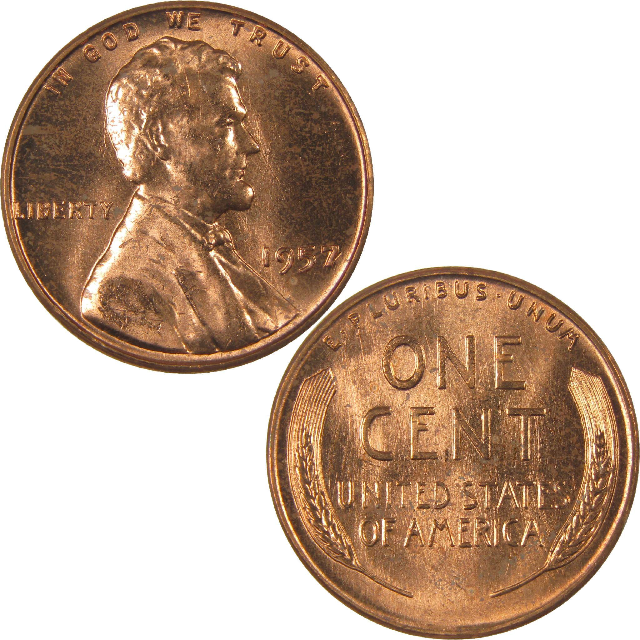 1957 Lincoln Wheat Cent Uncirculated Penny 1c Coin