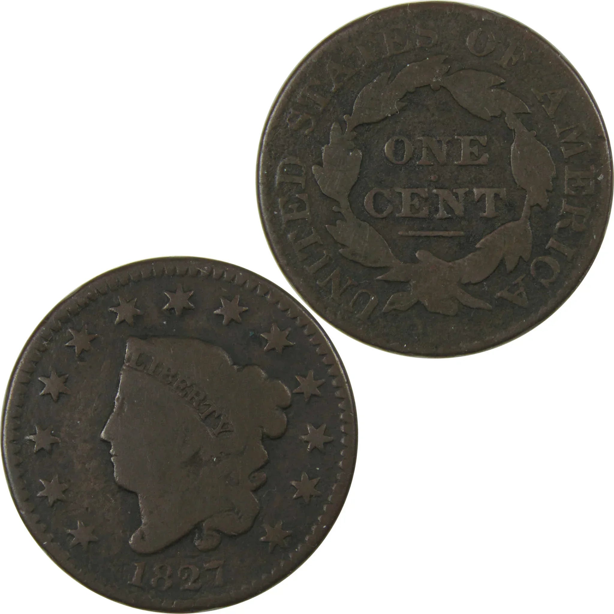 1827 Coronet Head Large Cent VG Very Good Copper Penny SKU:I23811