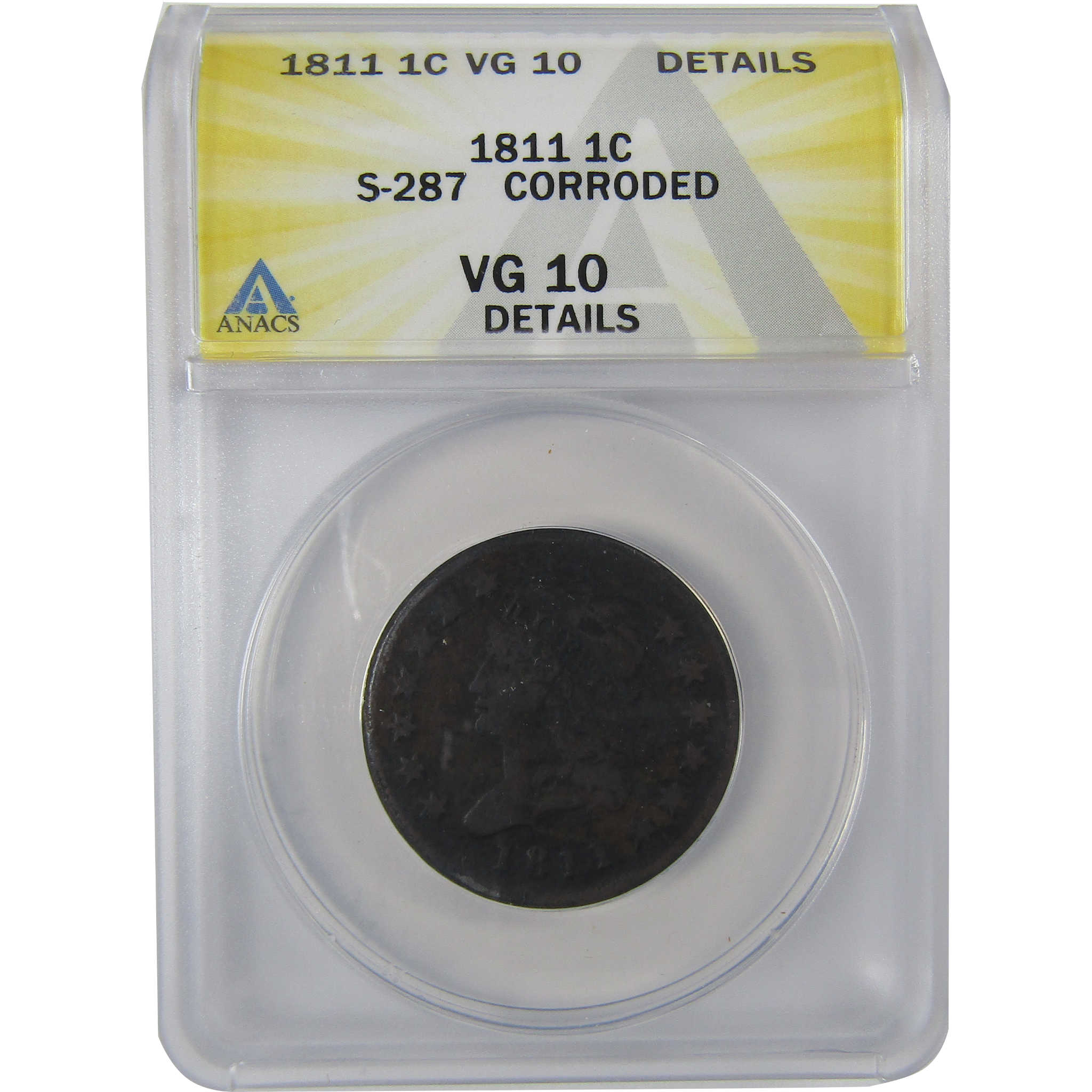 1811 S-287 Classic Head Large Cent VG 10 Details ANACS SKU:CPC1135