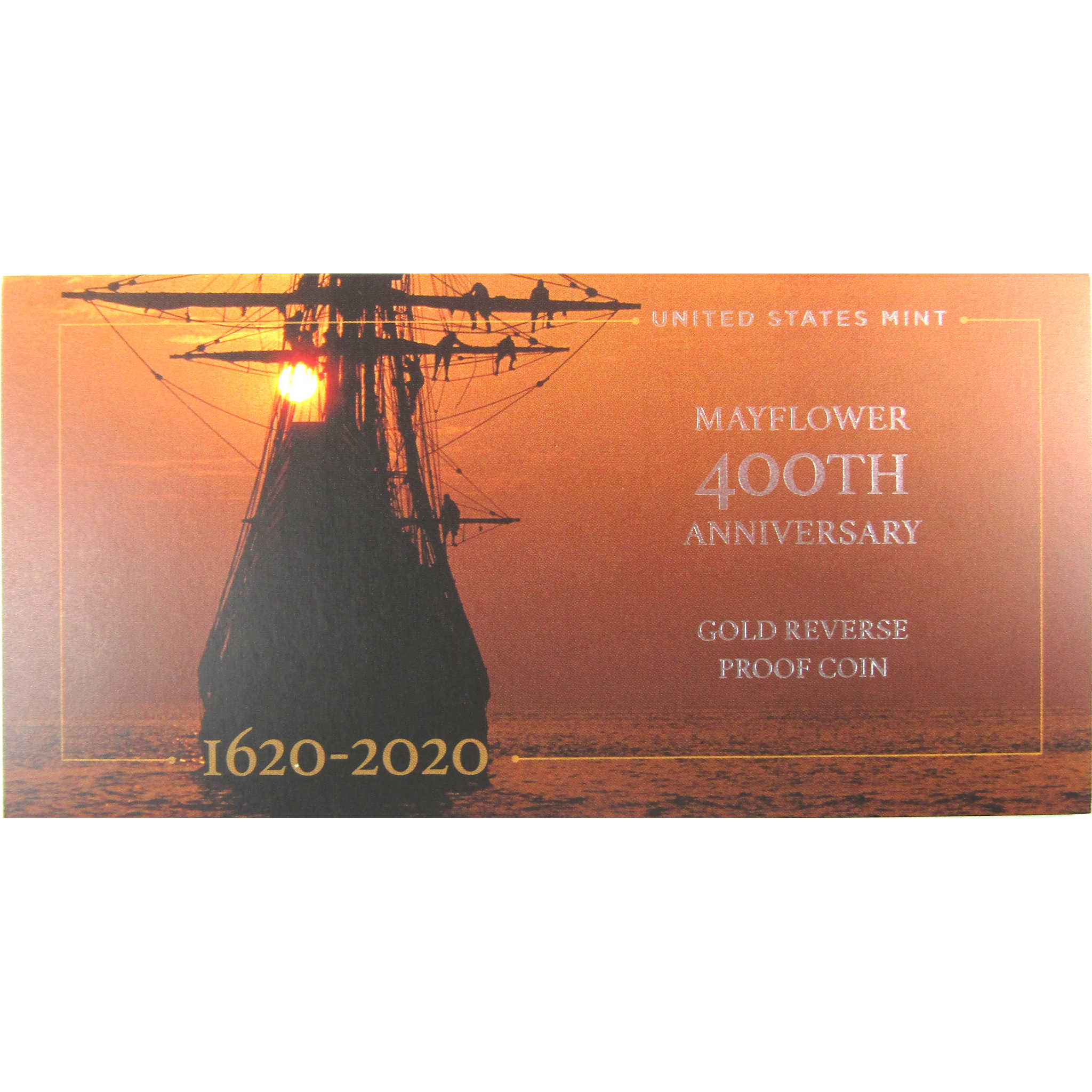2020 W $10 Mayflower 400th Anniversary Gold Reverse Proof Coin OGP COA